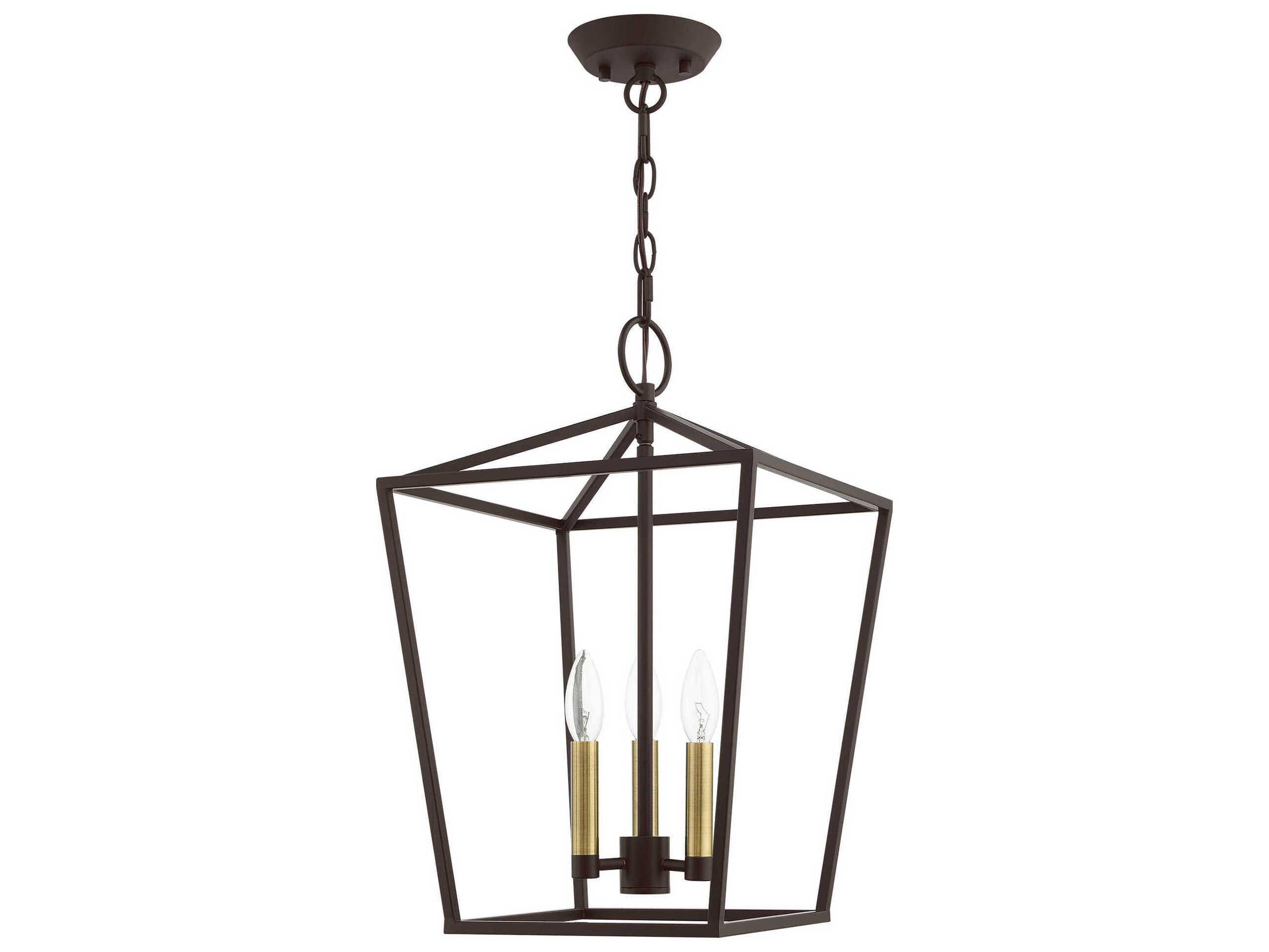 Livex Lighting Devone 3-Light Bronze Candelabra Lantern Chandelier