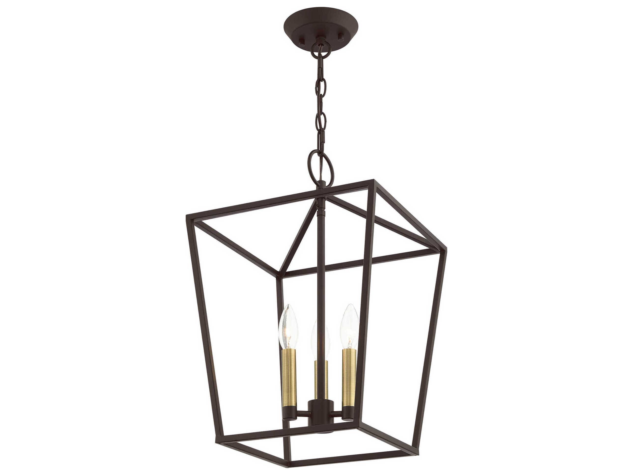 Livex Lighting Devone 3-Light Bronze Candelabra Lantern Chandelier