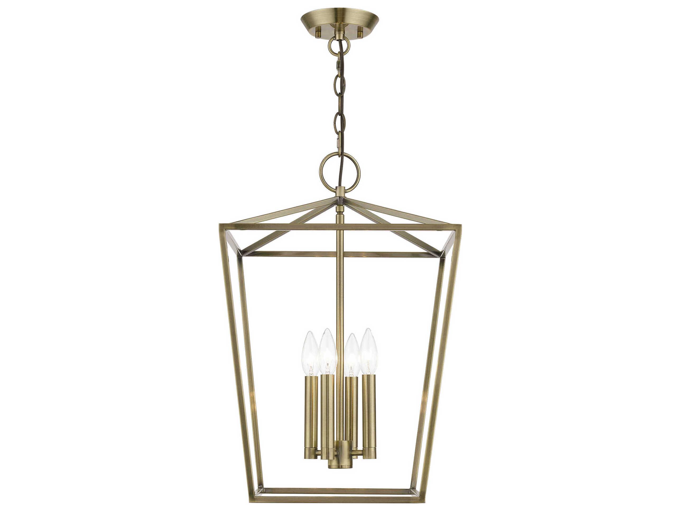 Livex Lighting Devone 4-Light Antique Brass Candelabra Chandelier