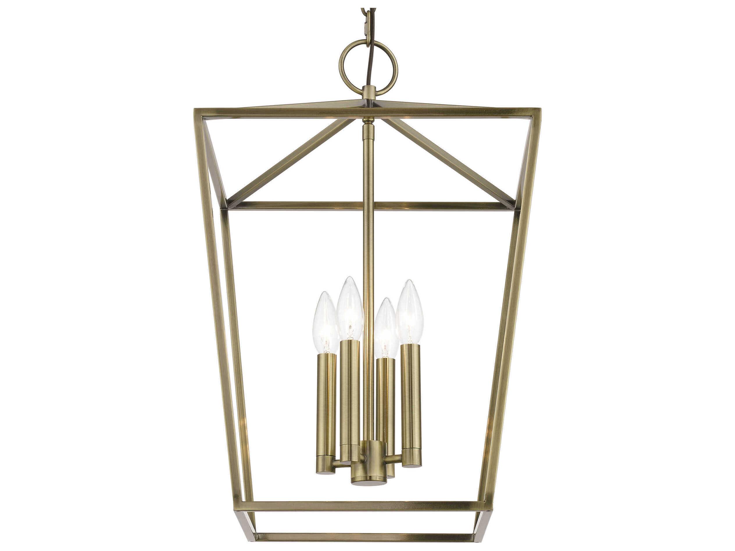 Livex Lighting Devone 4-Light Antique Brass Candelabra Chandelier