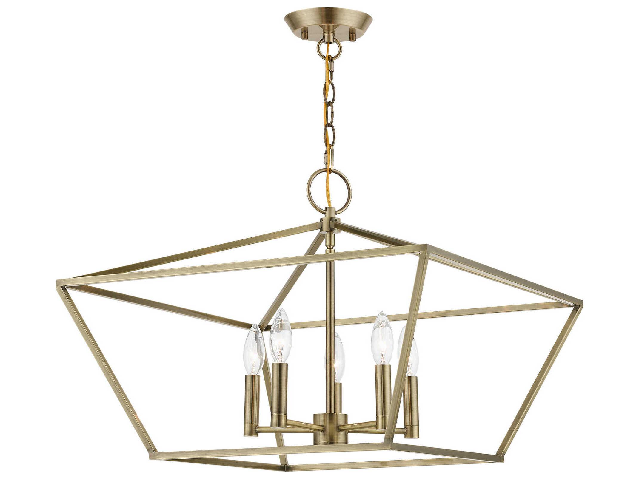Livex Lighting Devone 5-Light Antique Brass Candelabra Chandelier