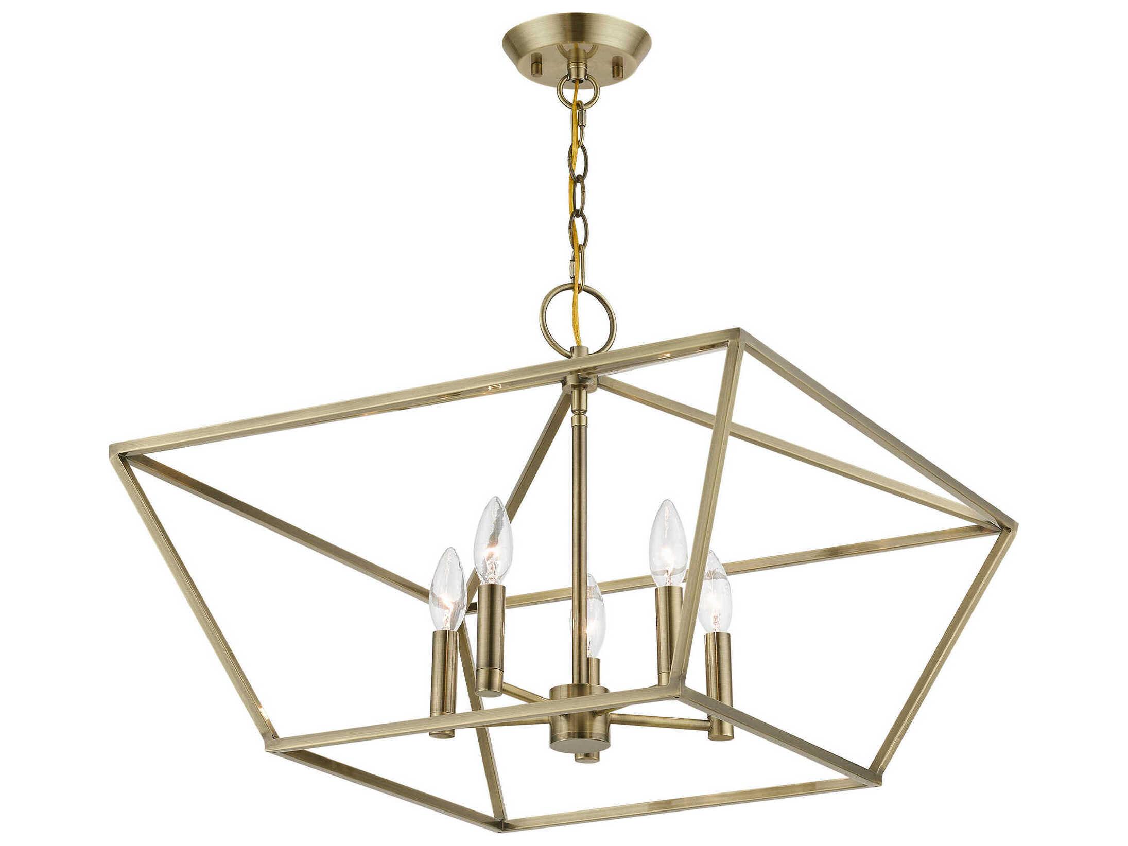 Livex Lighting Devone 5-Light Antique Brass Candelabra Chandelier