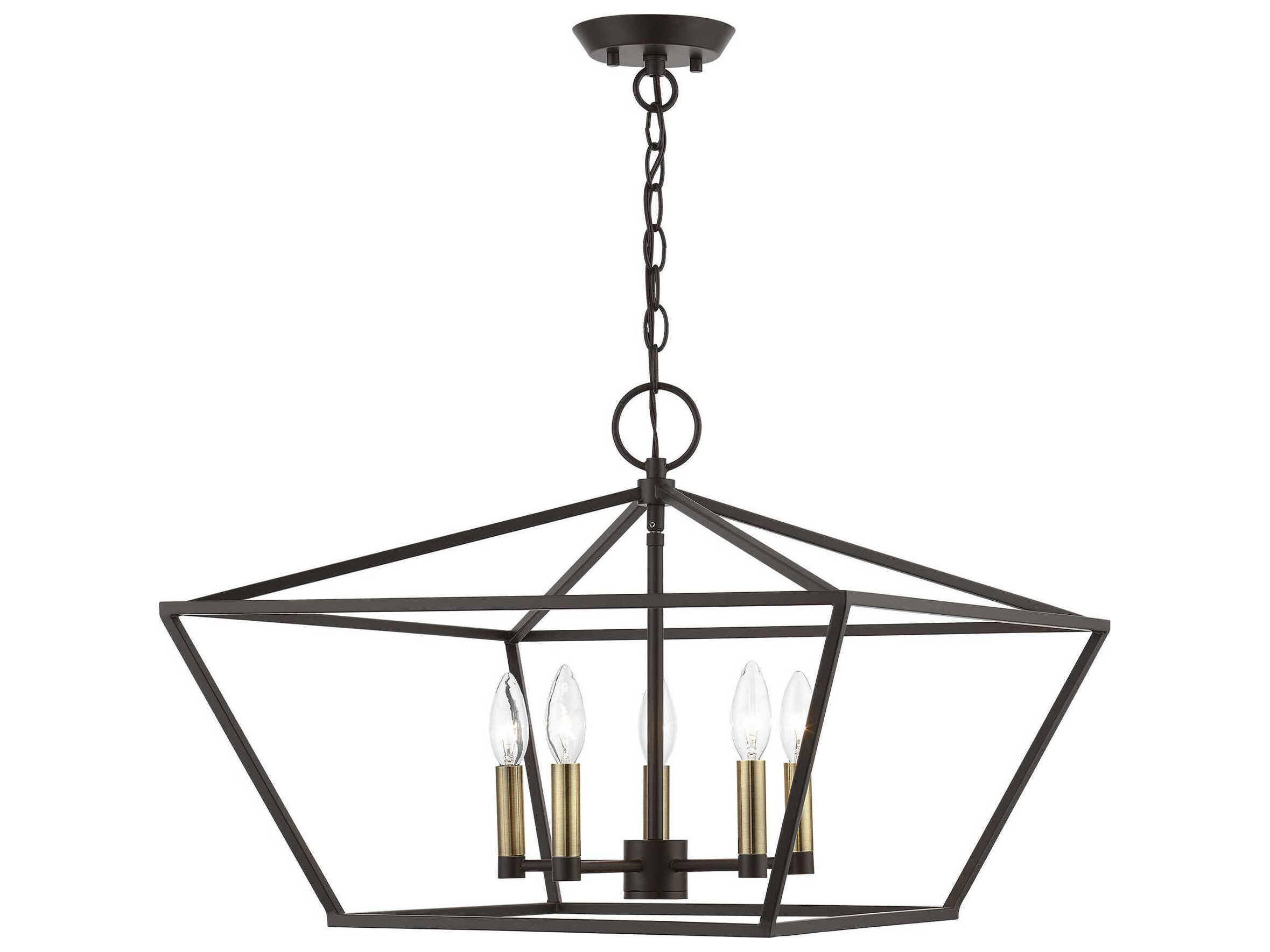 Livex Lighting Devone 5-Light Bronze Antique Brass Candelabra Chandelier