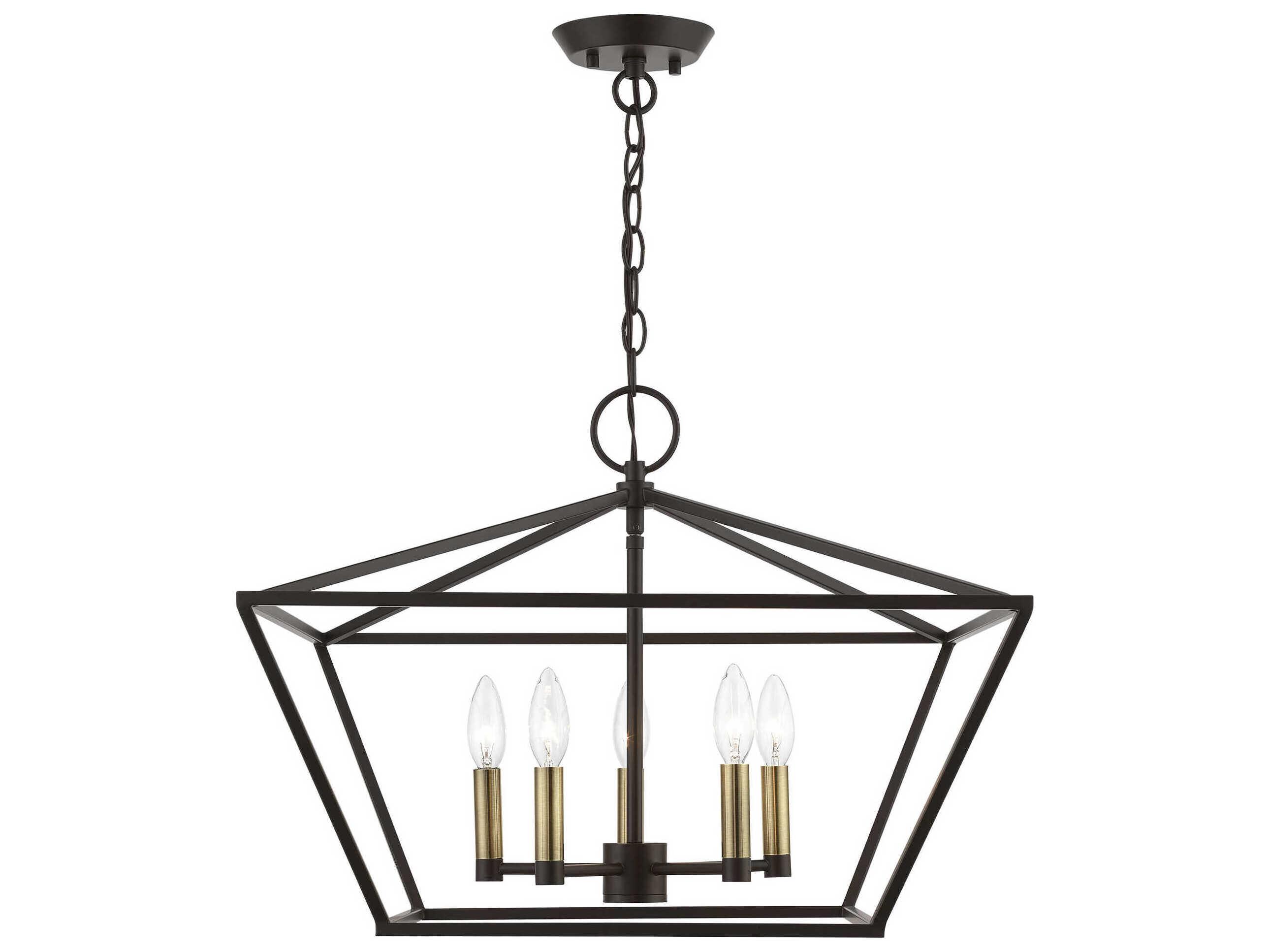 Livex Lighting Devone 5-Light Bronze Antique Brass Candelabra Chandelier