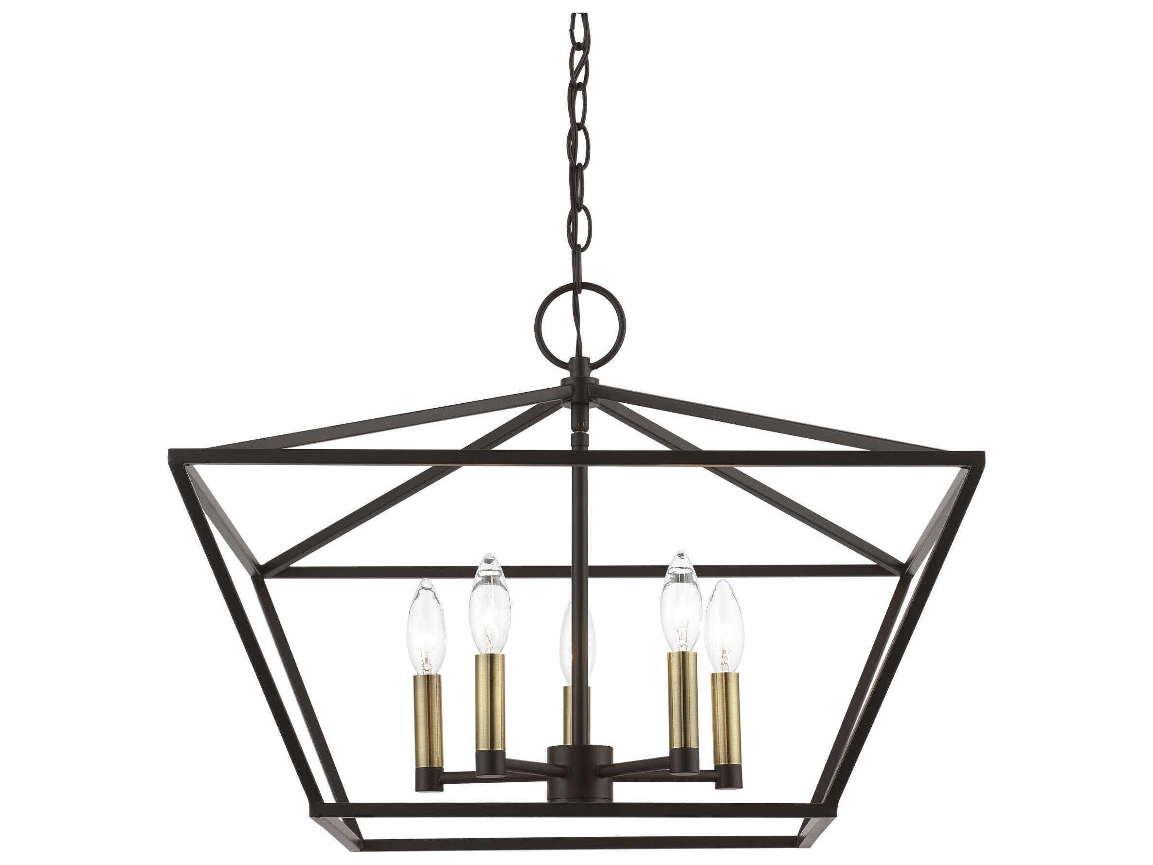 Livex Lighting Devone 5-Light Bronze Antique Brass Candelabra Chandelier