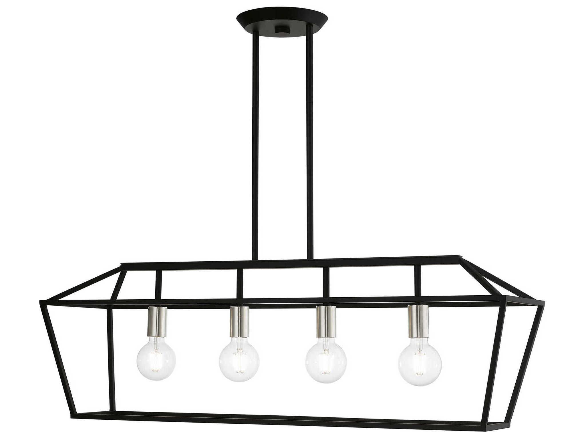 Livex Lighting Devone 4-Light Black Brushed Nickel Linear Island Pendant