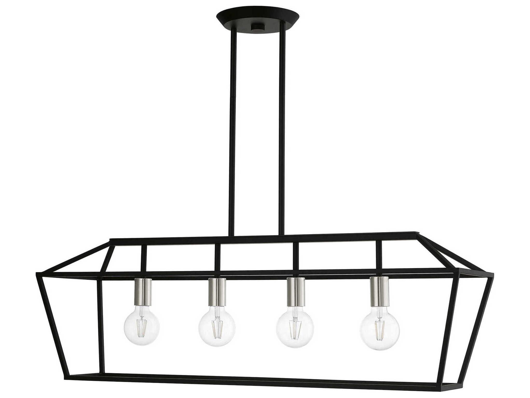 Livex Lighting Devone 4-Light Black Brushed Nickel Linear Island Pendant