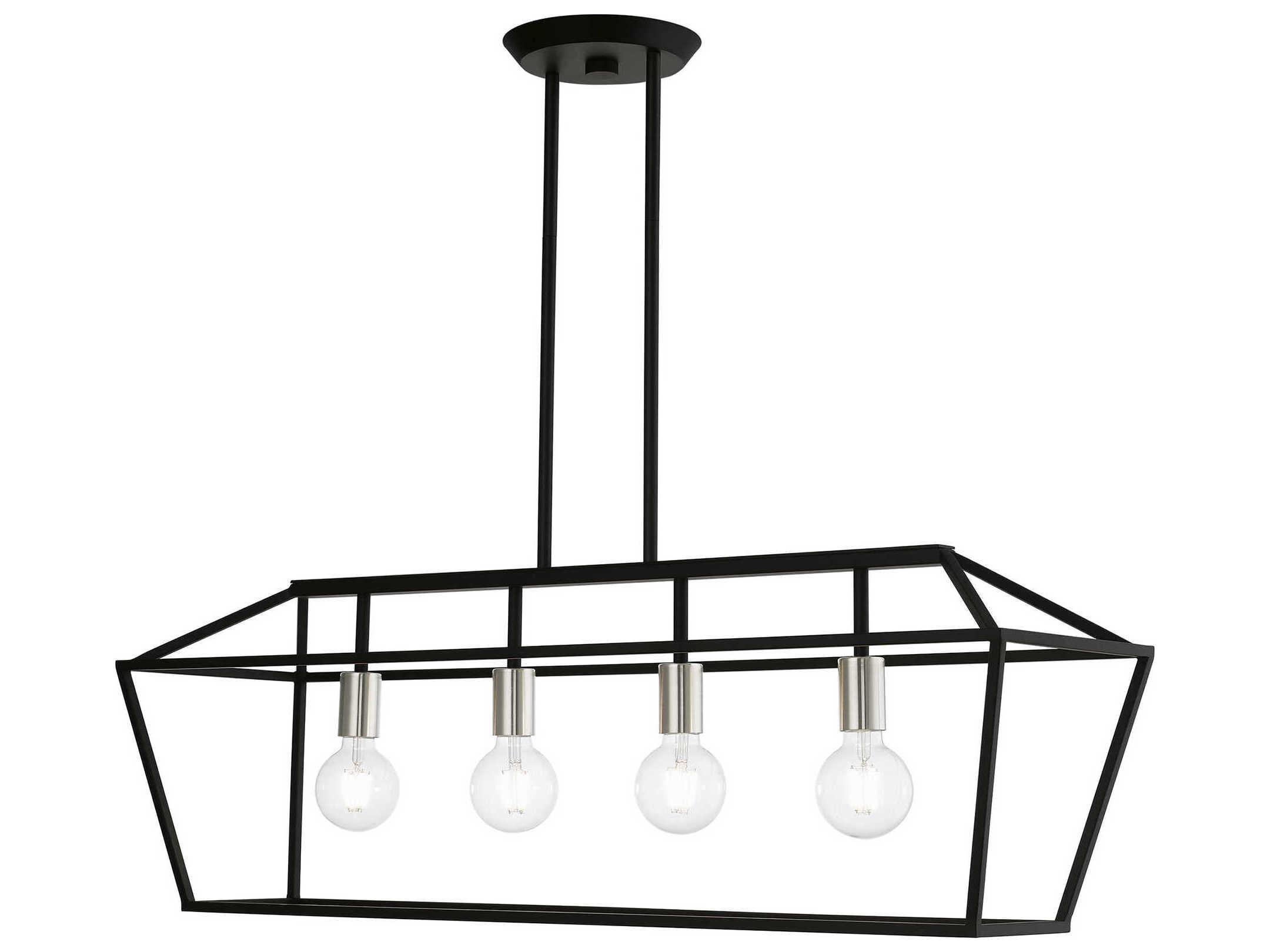 Livex Lighting Devone 4-Light Black Brushed Nickel Linear Island Pendant
