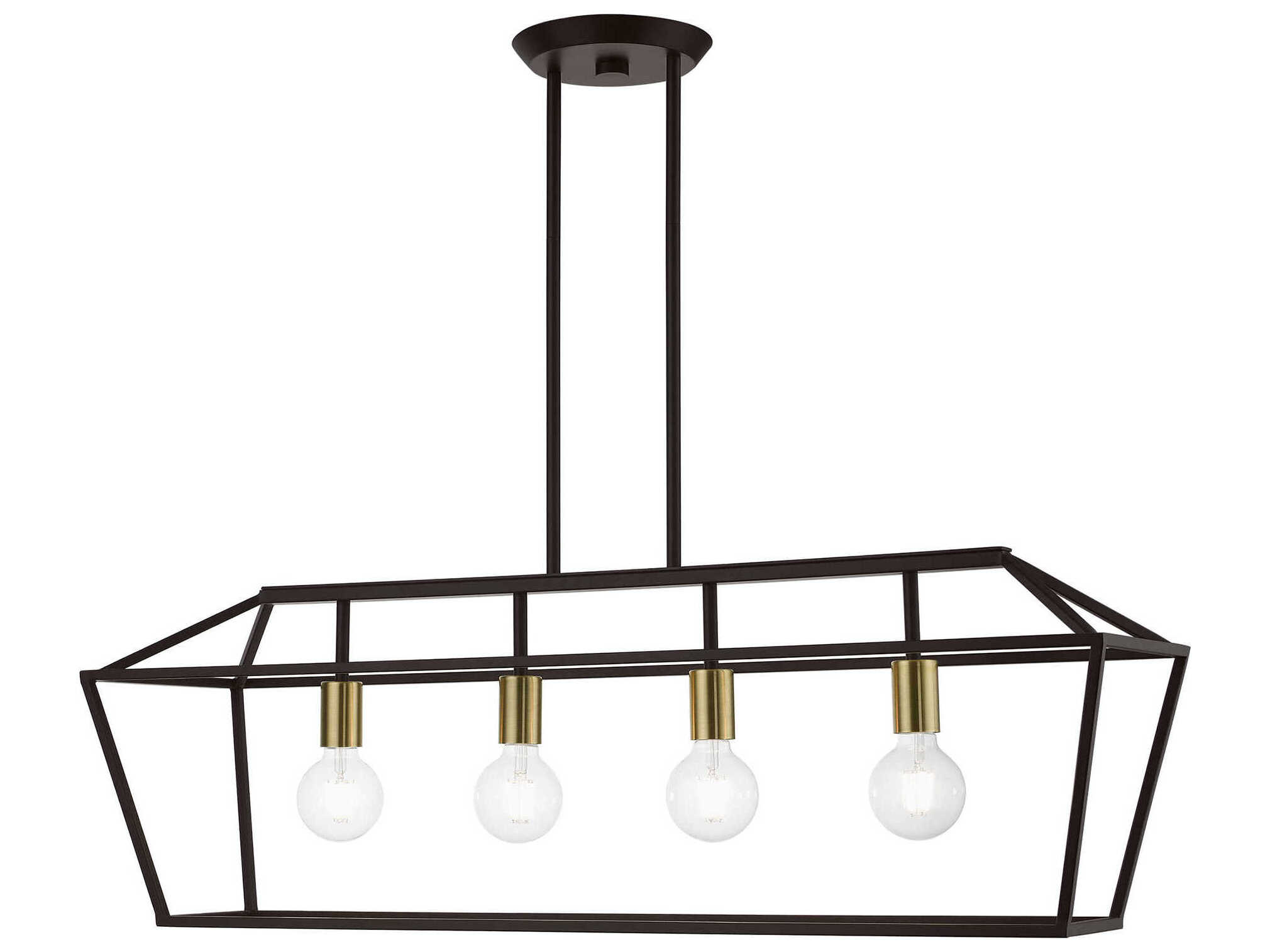 Livex Lighting Devone 4-Light Bronze Antique Brass Linear Island Pendant