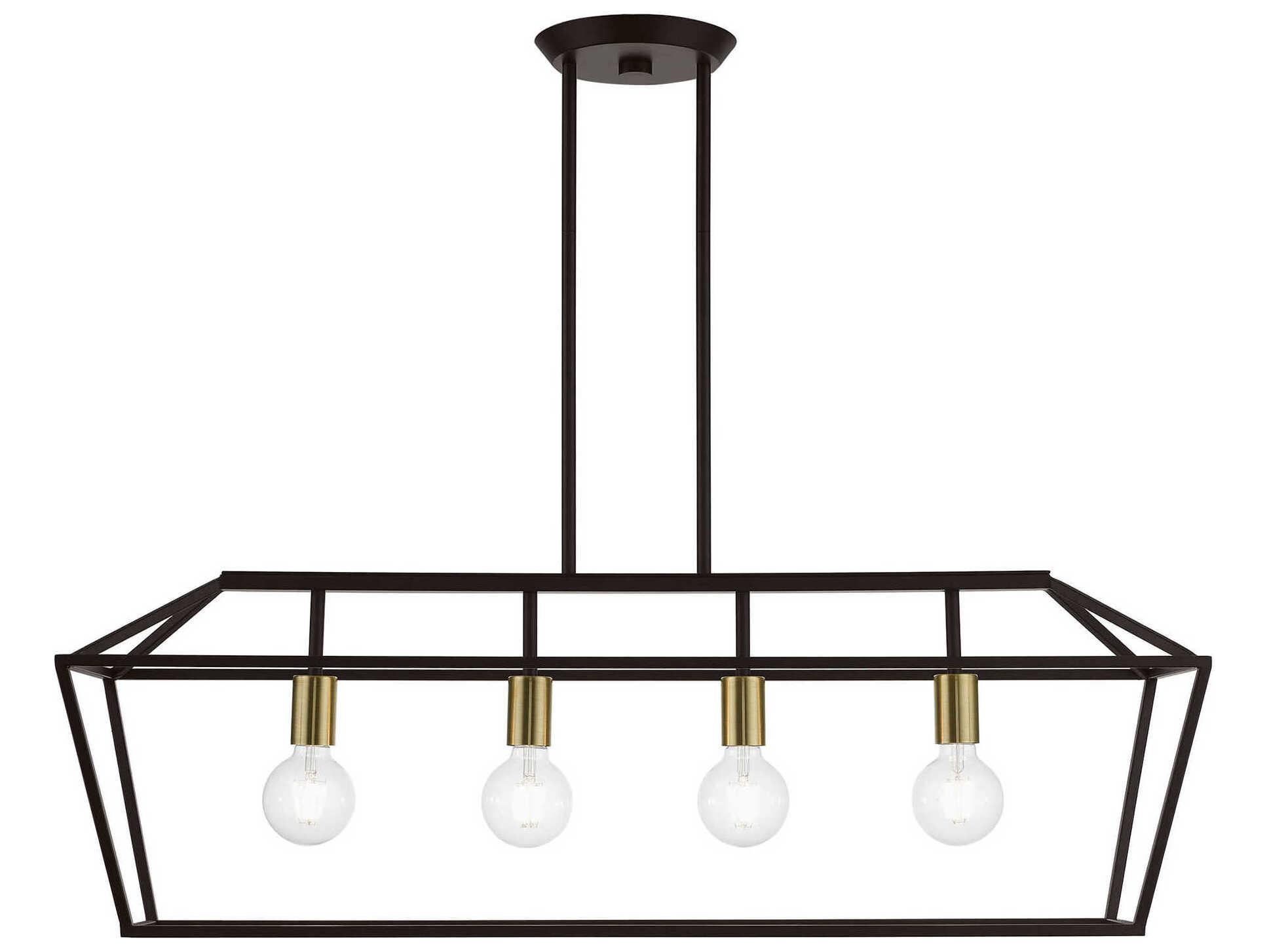 Livex Lighting Devone 4-Light Bronze Antique Brass Linear Island Pendant