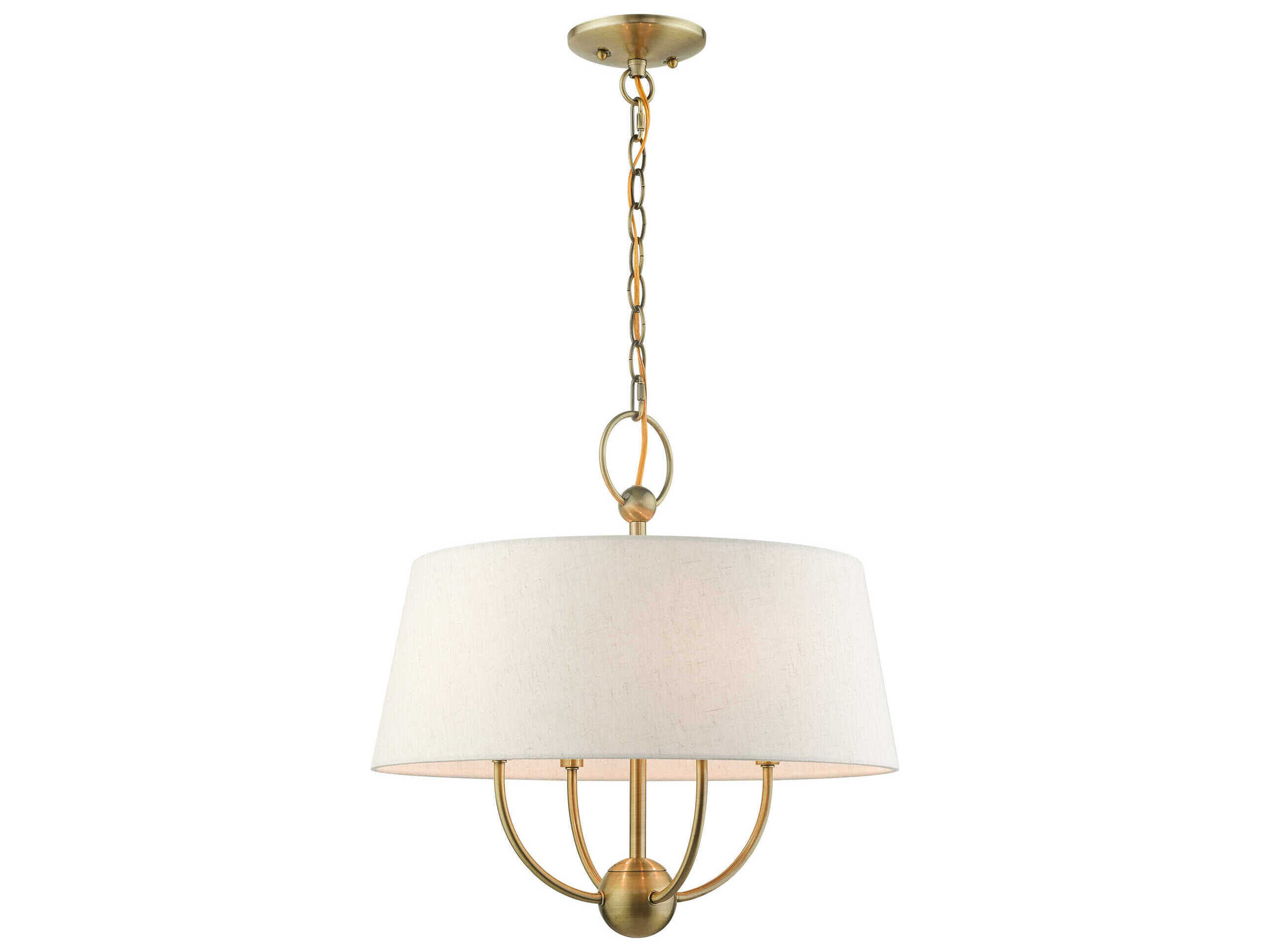 Livex Lighting Cartwright 4-Light Antique Brass Off White Empire Chandelier