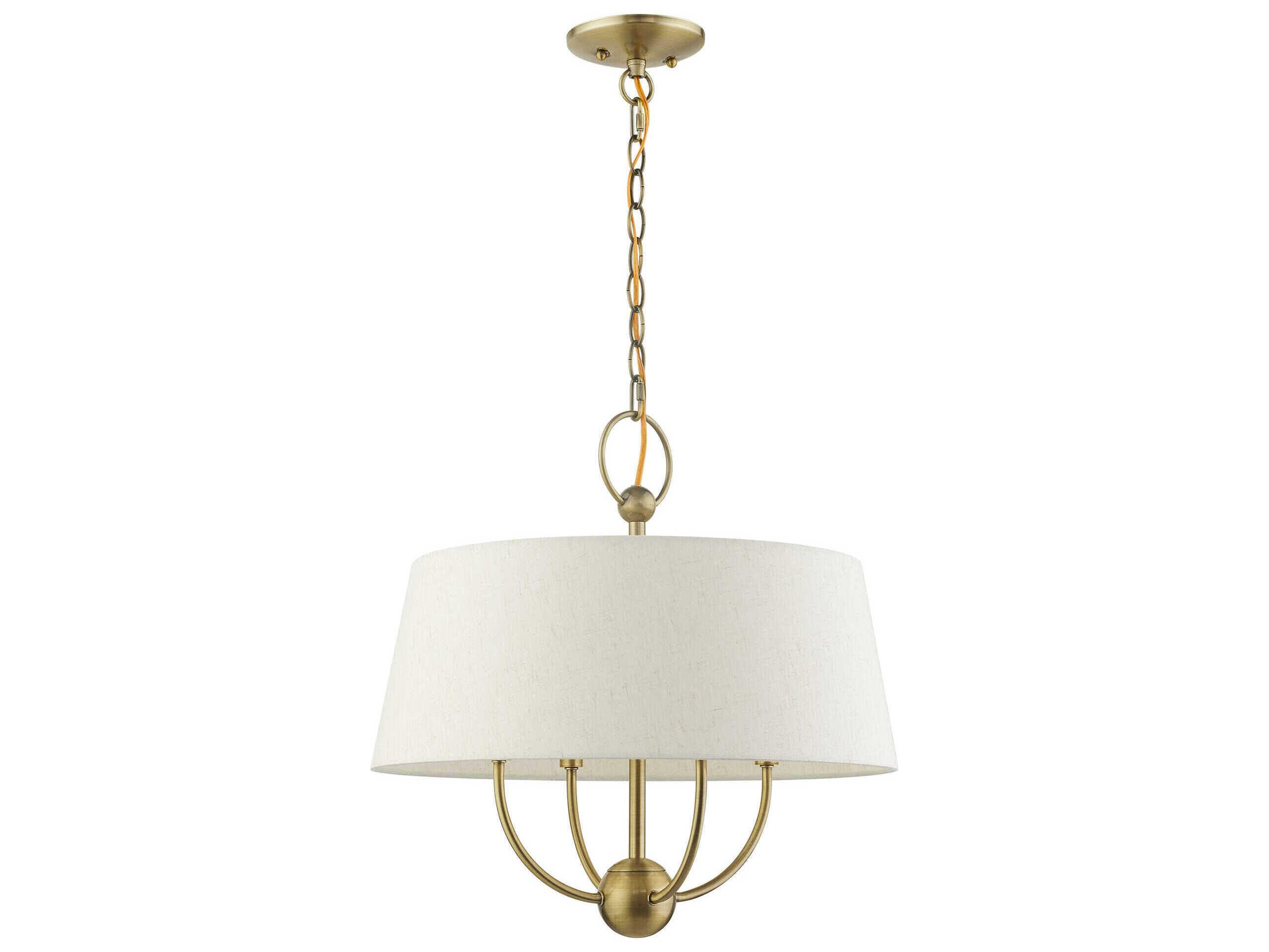 Livex Lighting Cartwright 4-Light Antique Brass Off White Empire Chandelier