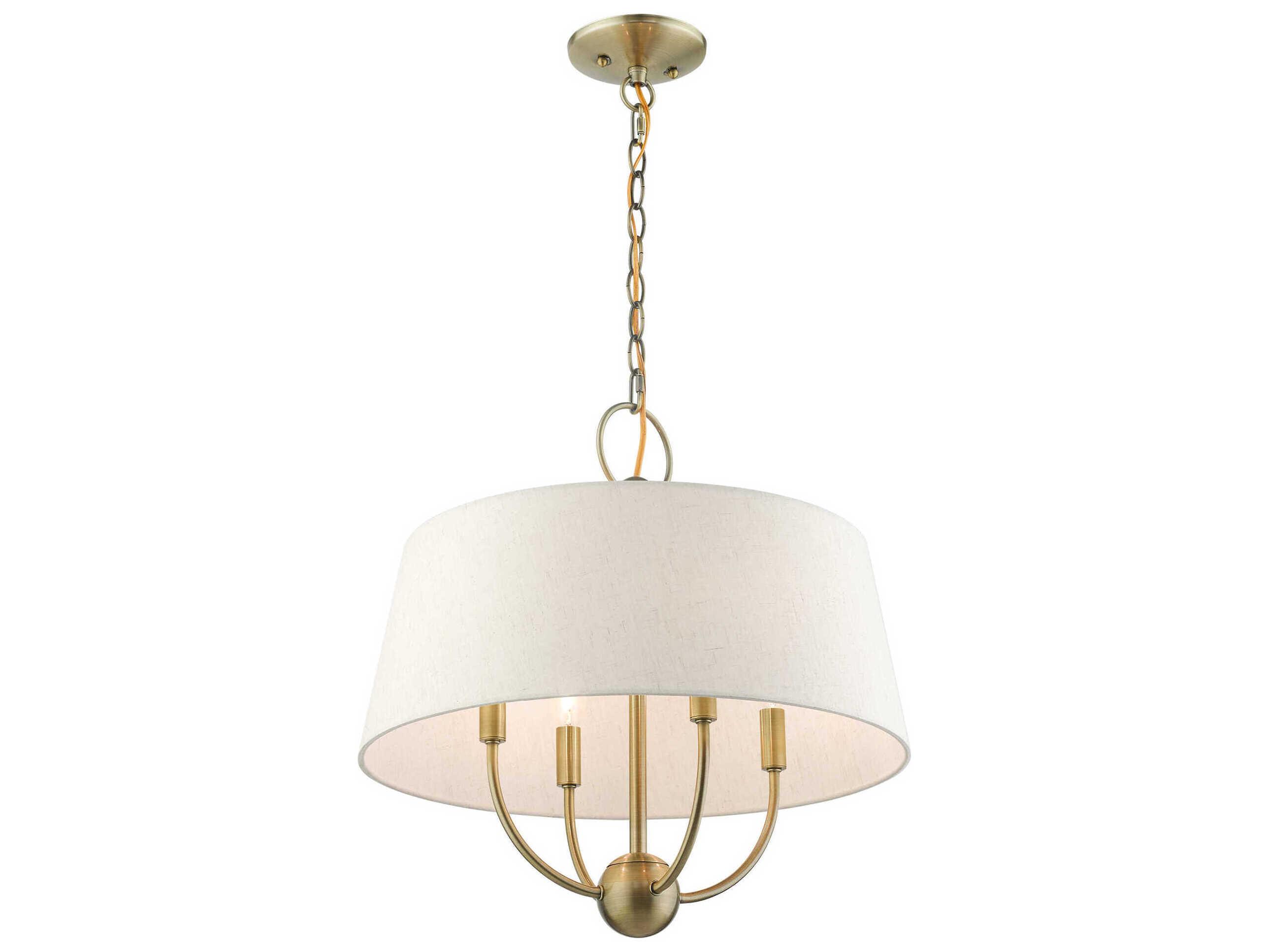 Livex Lighting Cartwright 4-Light Antique Brass Off White Empire Chandelier
