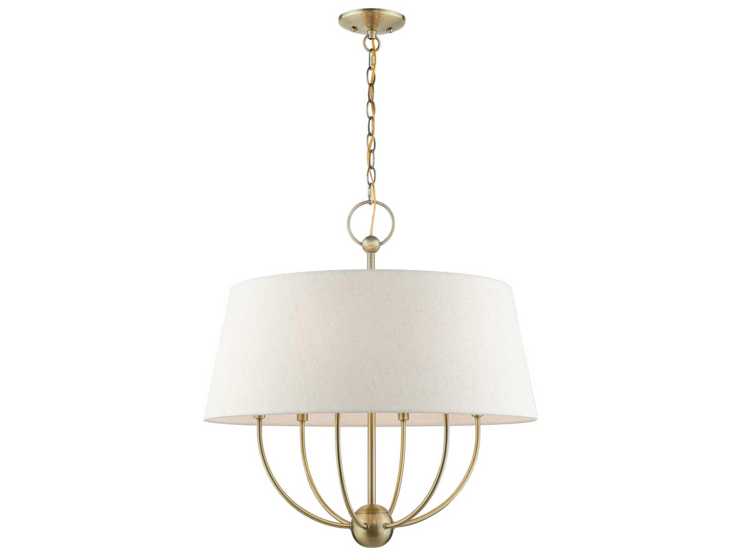 Livex Lighting Cartwright 6-Light Antique Brass Off White Empire Chandelier