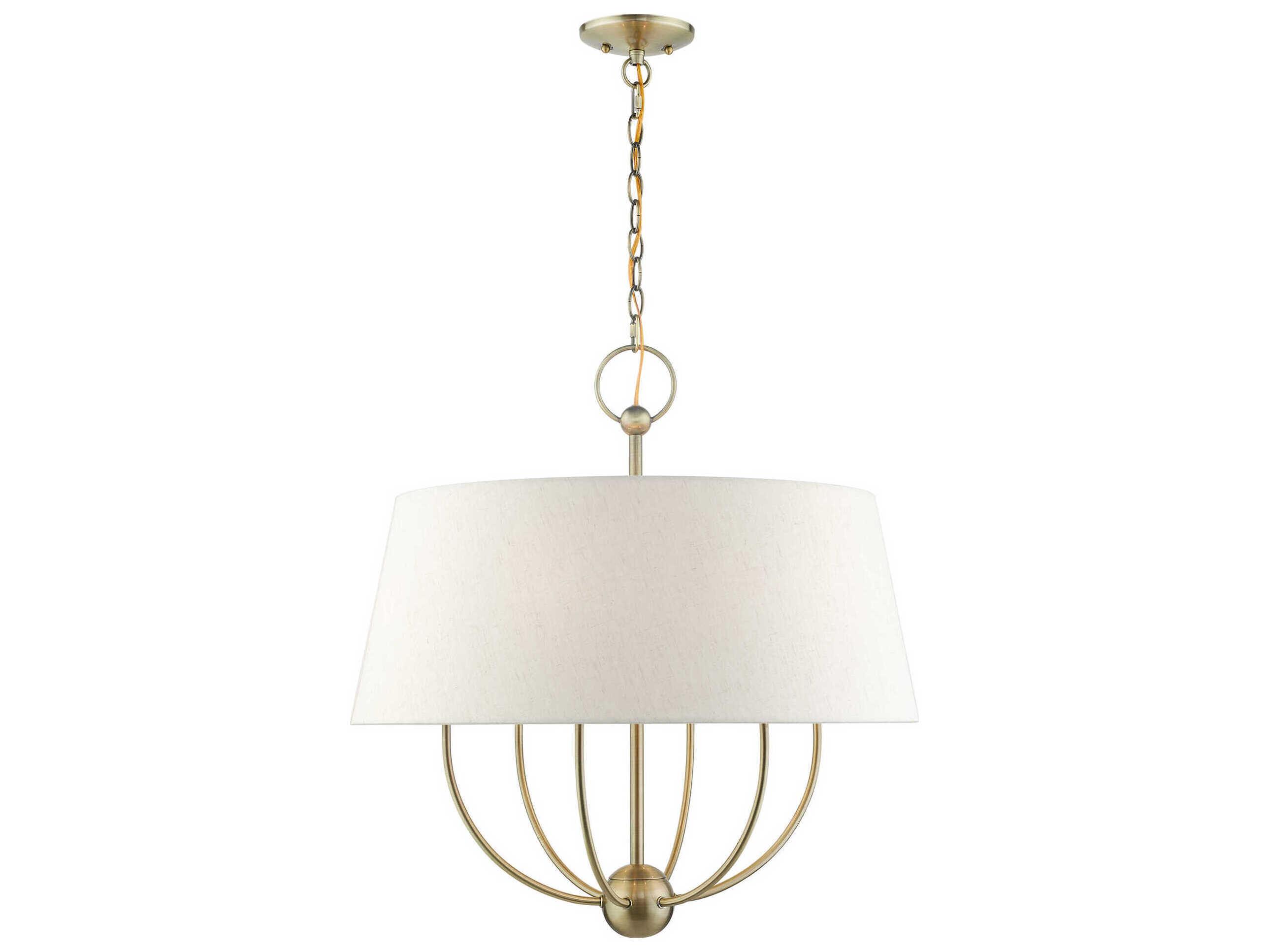 Livex Lighting Cartwright 6-Light Antique Brass Off White Empire Chandelier