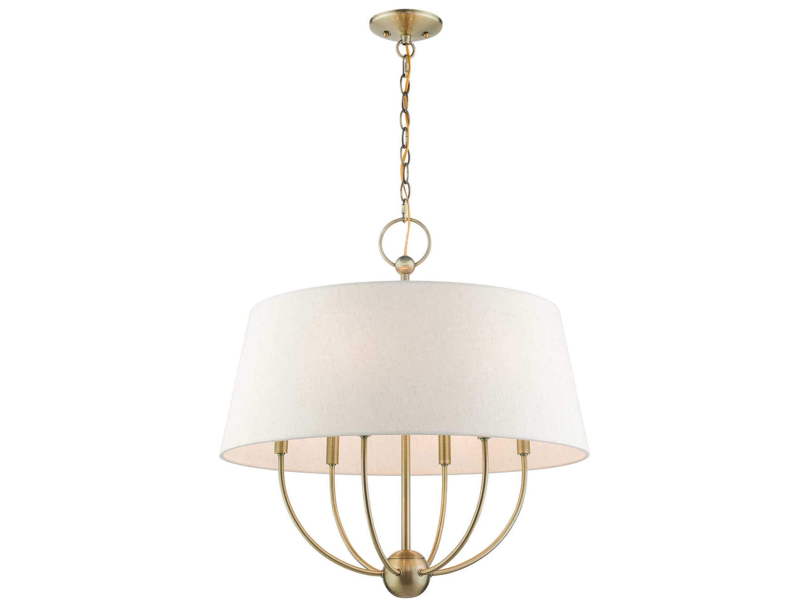 Livex Lighting Cartwright 6-Light Antique Brass Off White Empire Chandelier