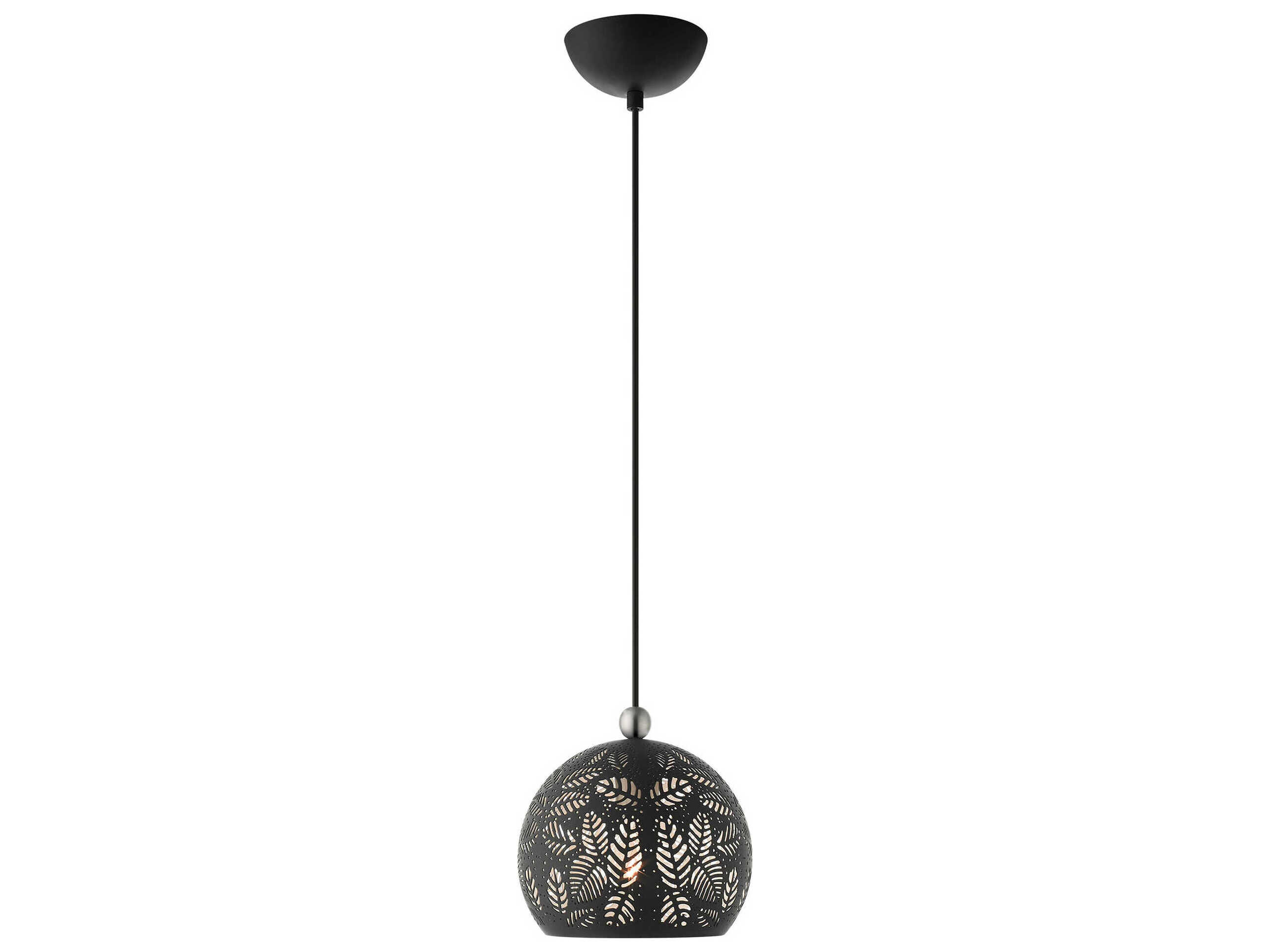 Livex Lighting Chantily 1-Light Black Brushed Nickel Round Mini Pendant
