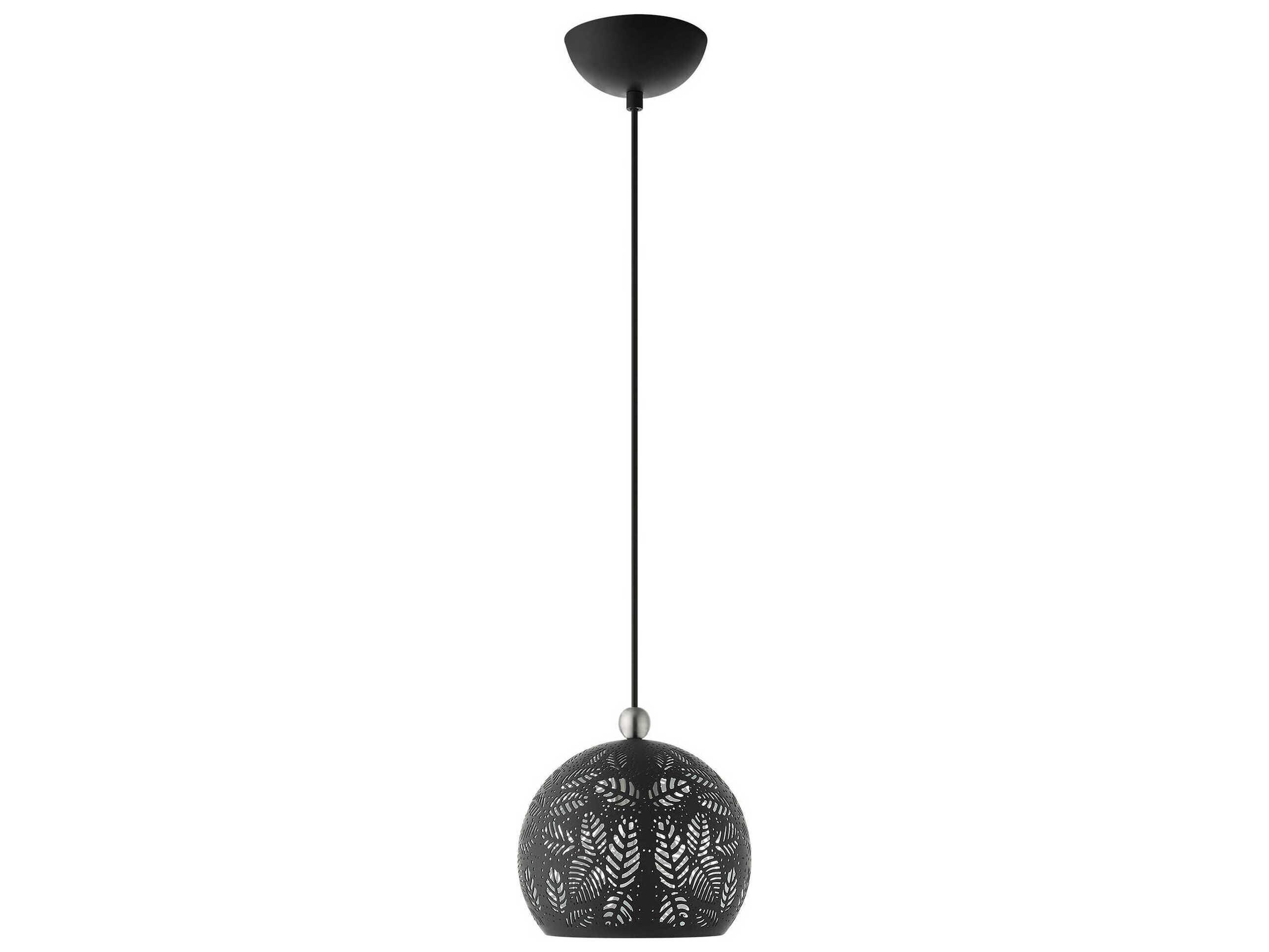 Livex Lighting Chantily 1-Light Black Brushed Nickel Round Mini Pendant
