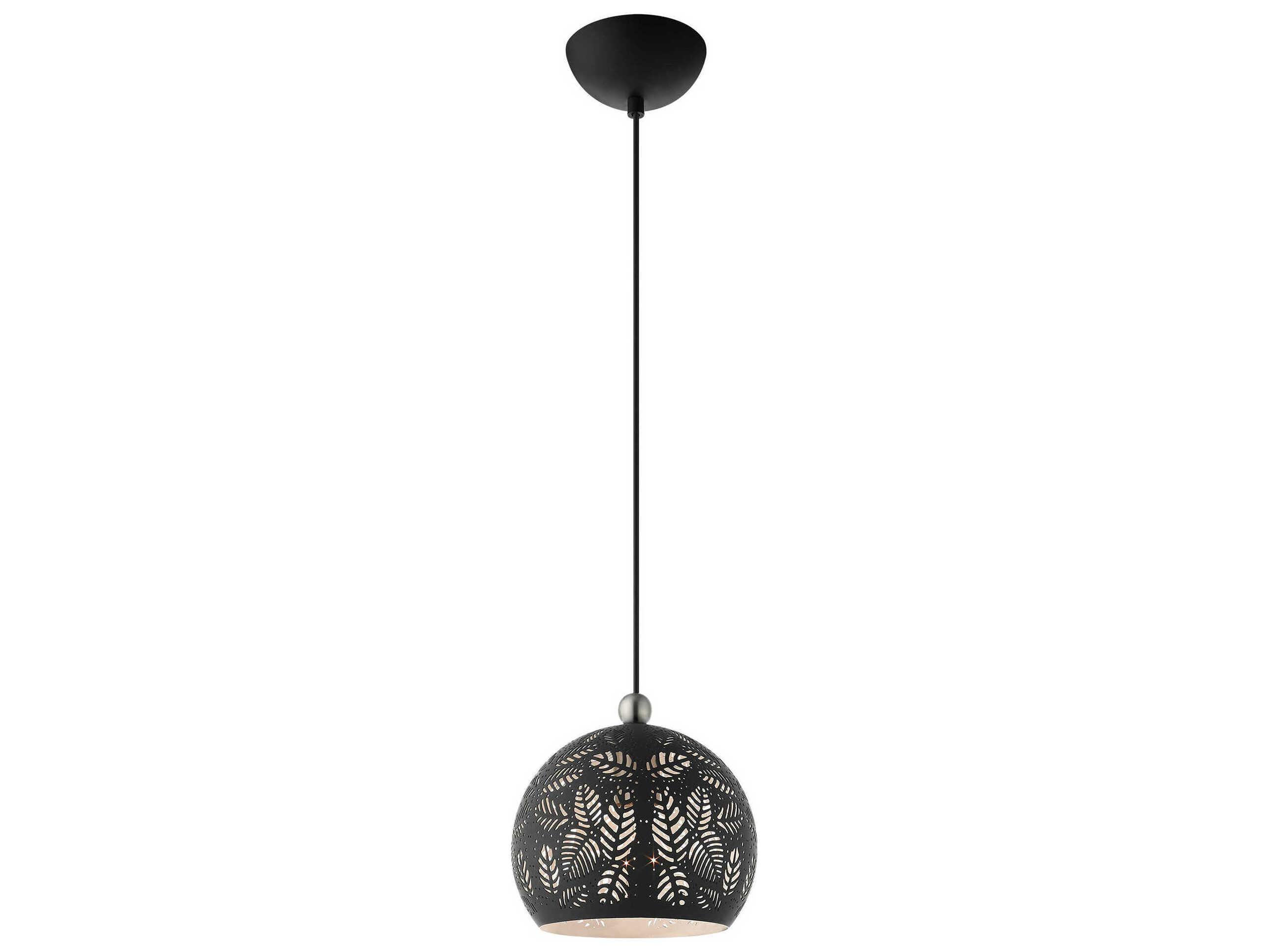 Livex Lighting Chantily 1-Light Black Brushed Nickel Round Mini Pendant