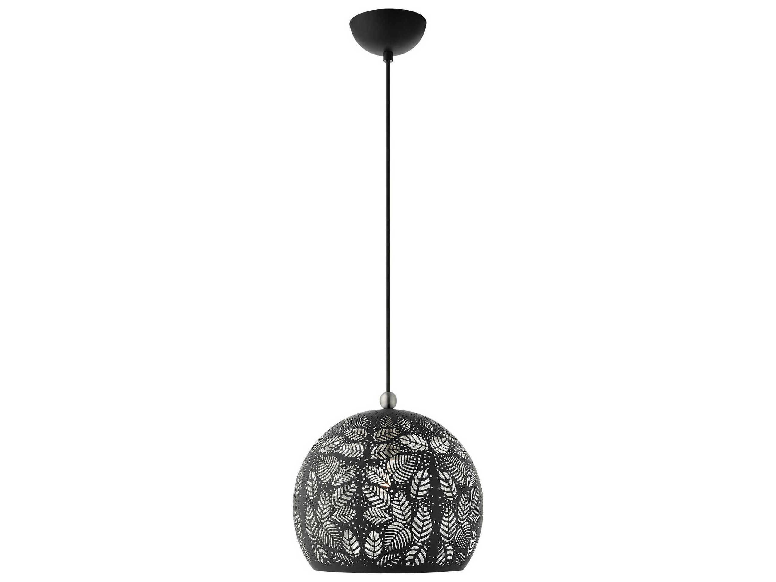Livex Lighting Chantily 1-Light Black Brushed Nickel Round Mini Pendant