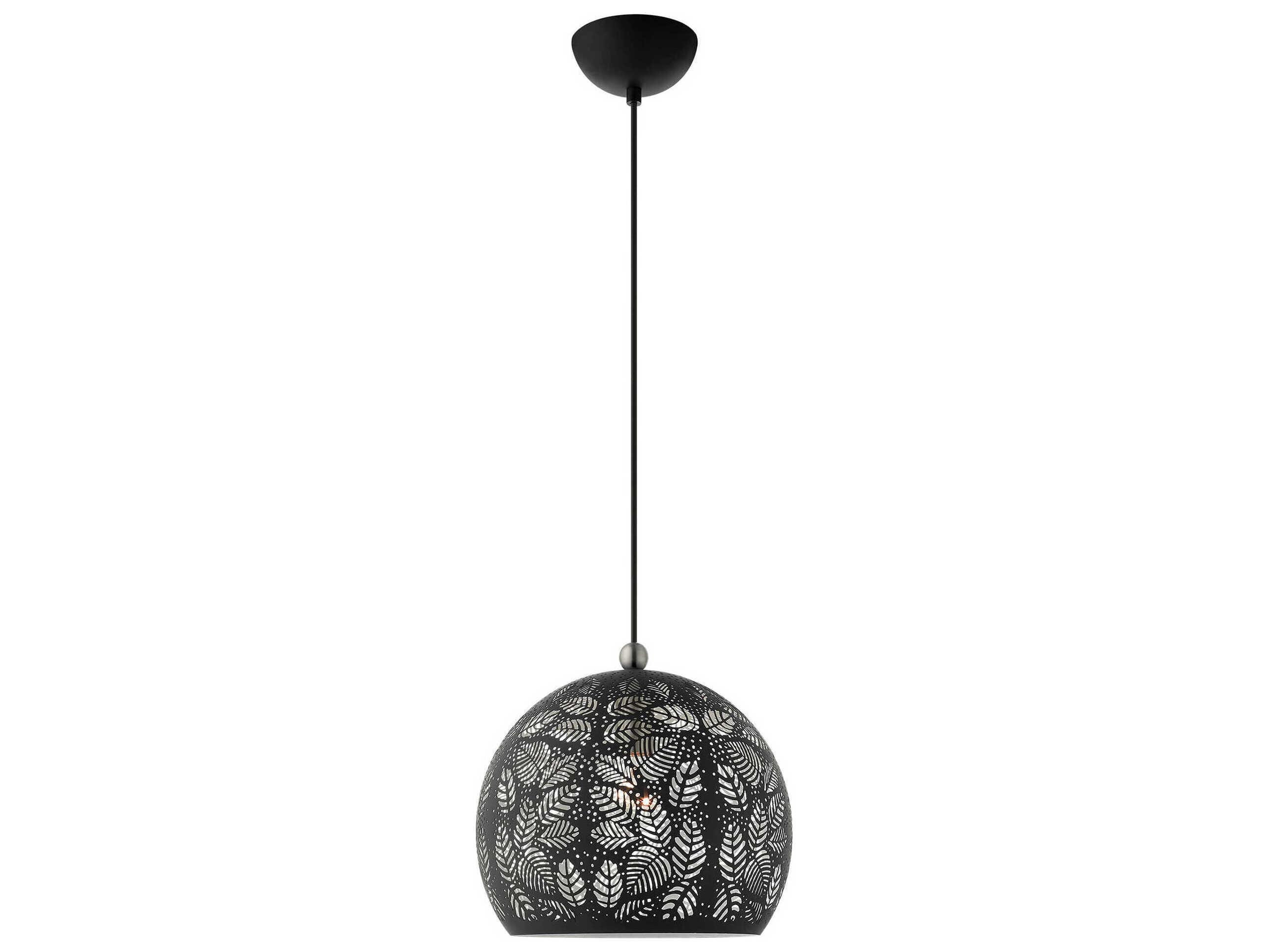 Livex Lighting Chantily 1-Light Black Brushed Nickel Round Mini Pendant