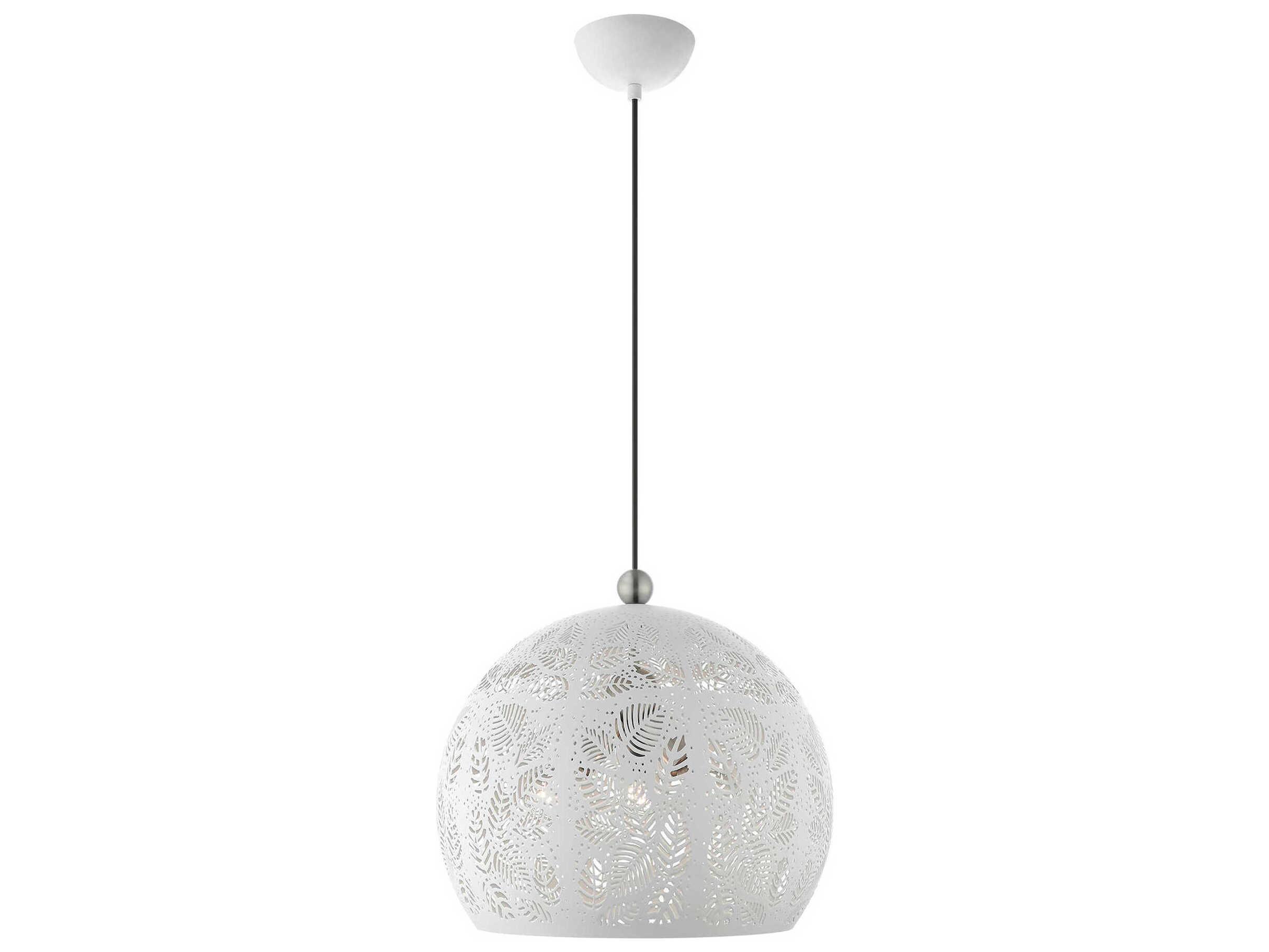 Livex Lighting Chantily 3-Light White Brushed Nickel Globe Pendant
