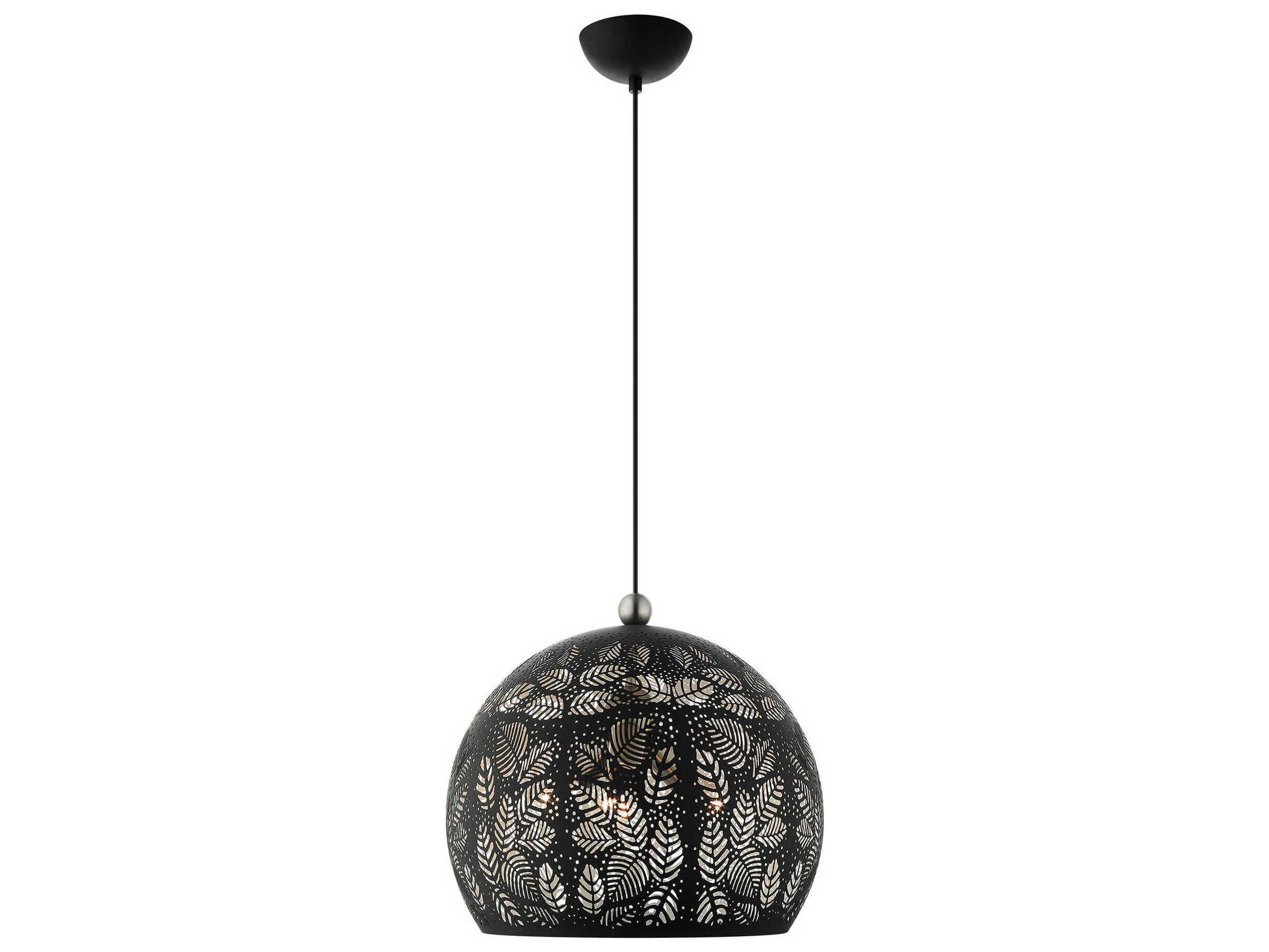 Livex Lighting Chantily 3-Light Black Brushed Nickel Round Pendant