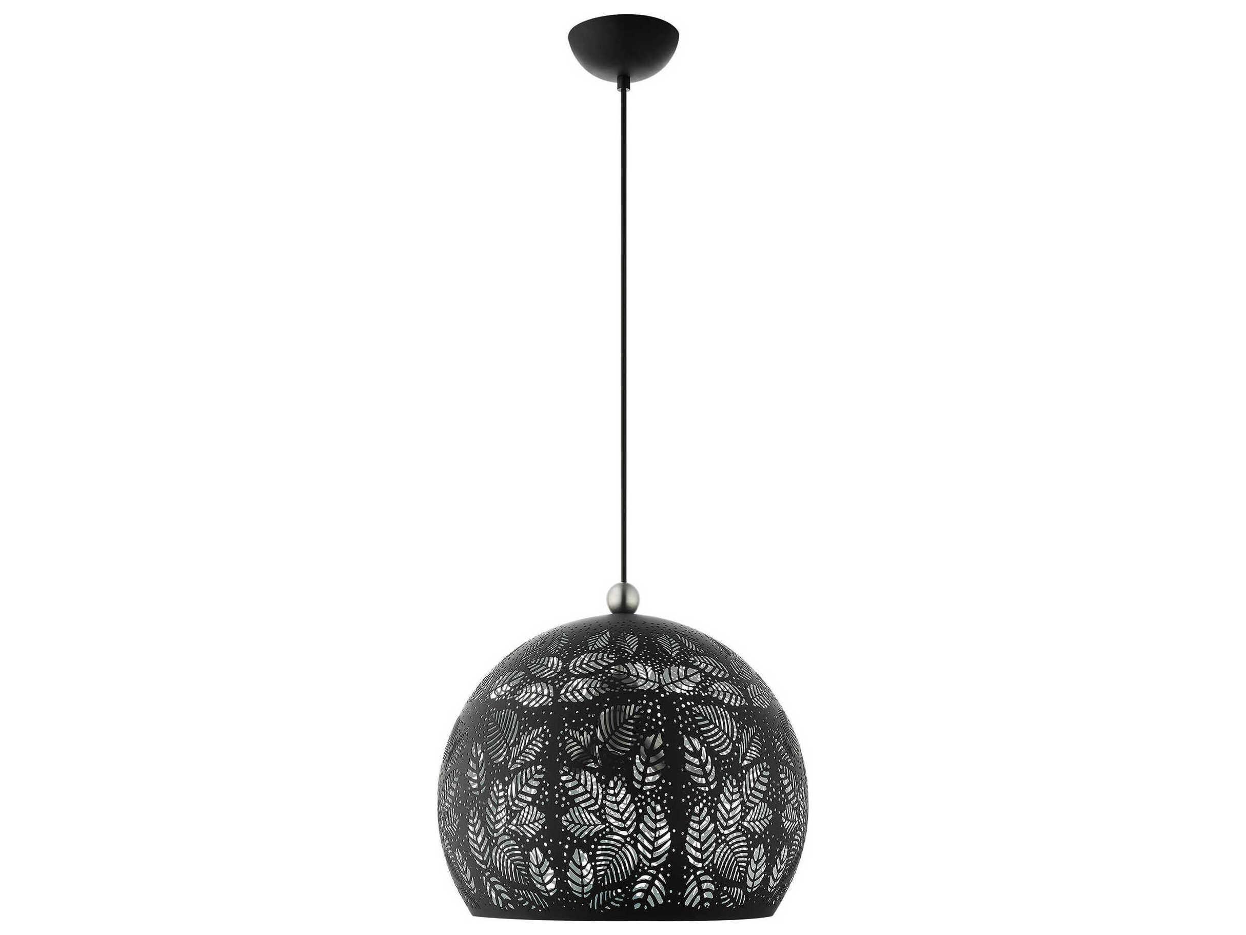 Livex Lighting Chantily 3-Light Black Brushed Nickel Round Pendant
