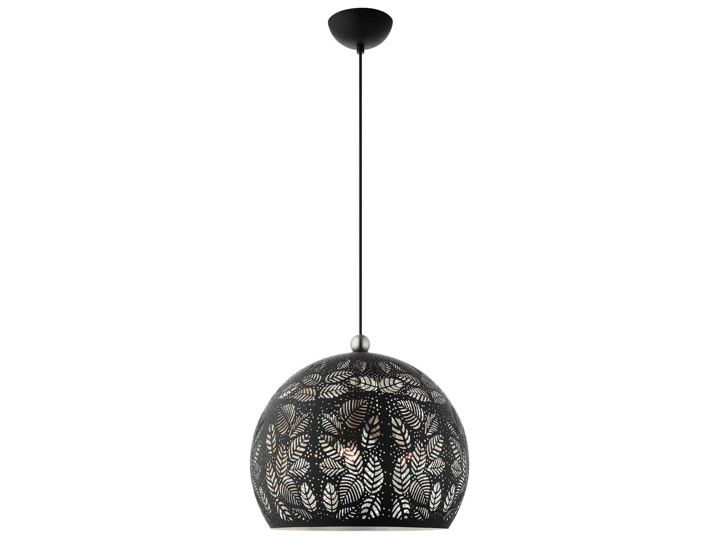 Livex Lighting Chantily 3-Light Black Brushed Nickel Round Pendant