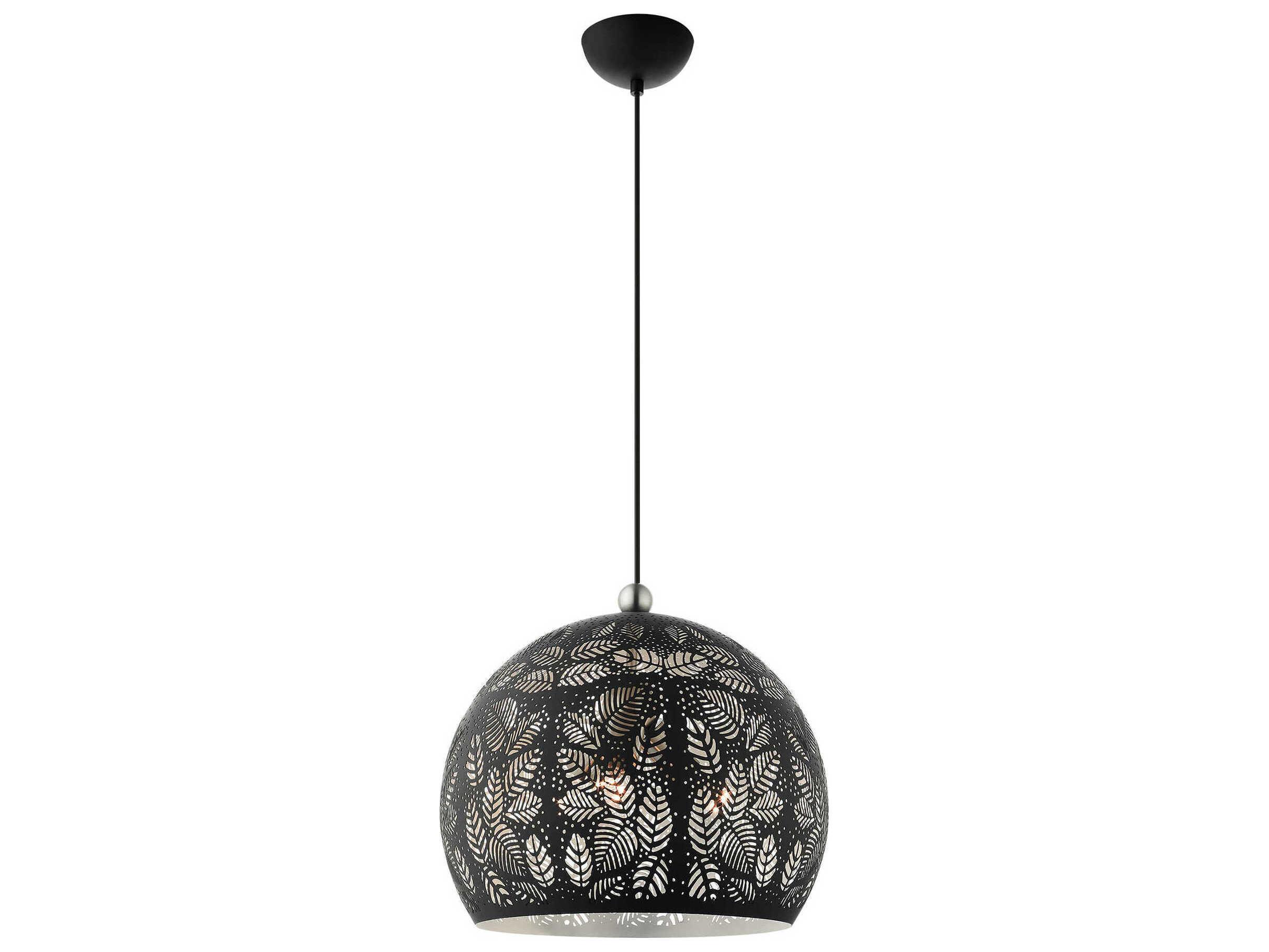 Livex Lighting Chantily 3-Light Black Brushed Nickel Round Pendant