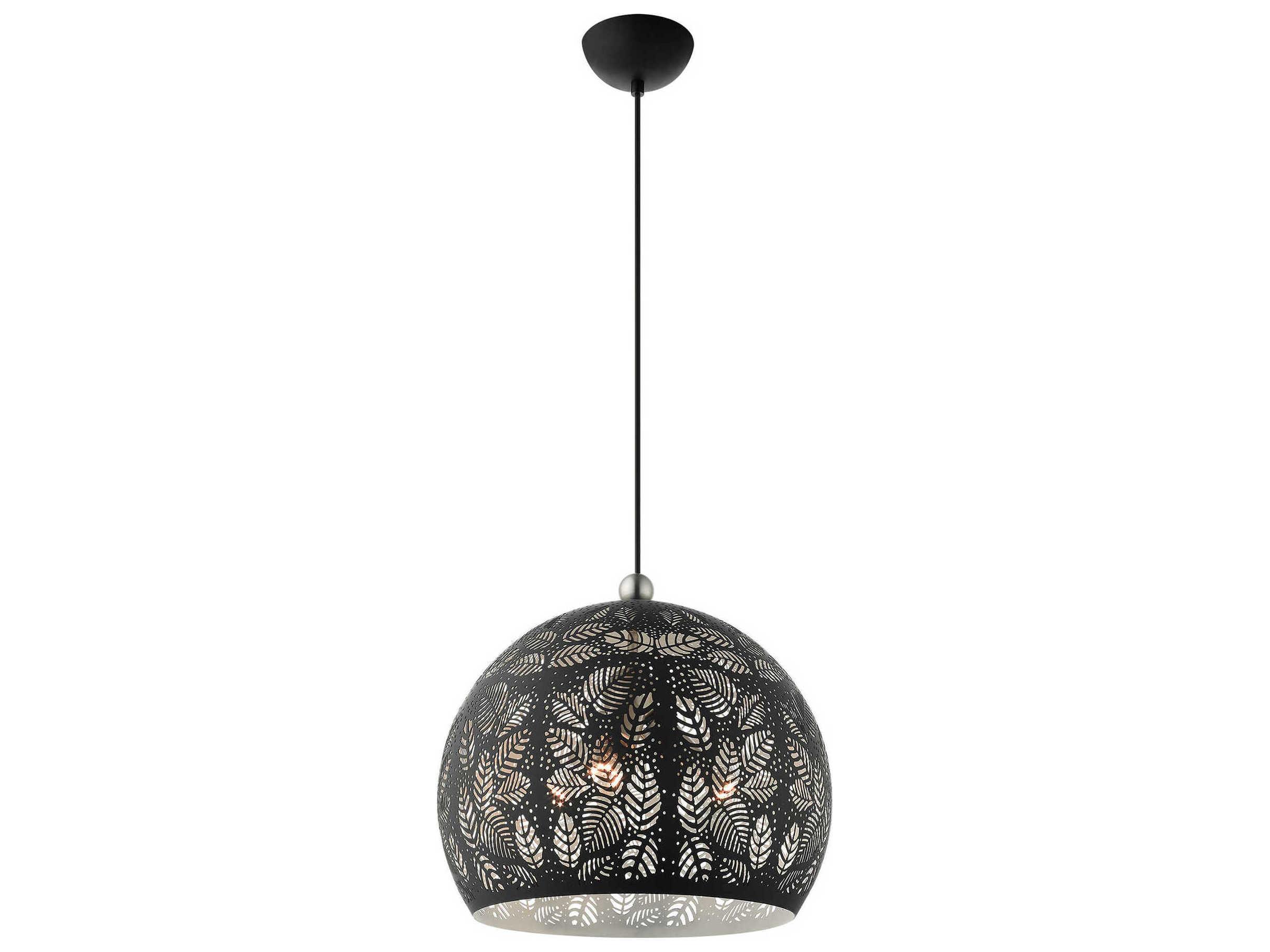 Livex Lighting Chantily 3-Light Black Brushed Nickel Round Pendant