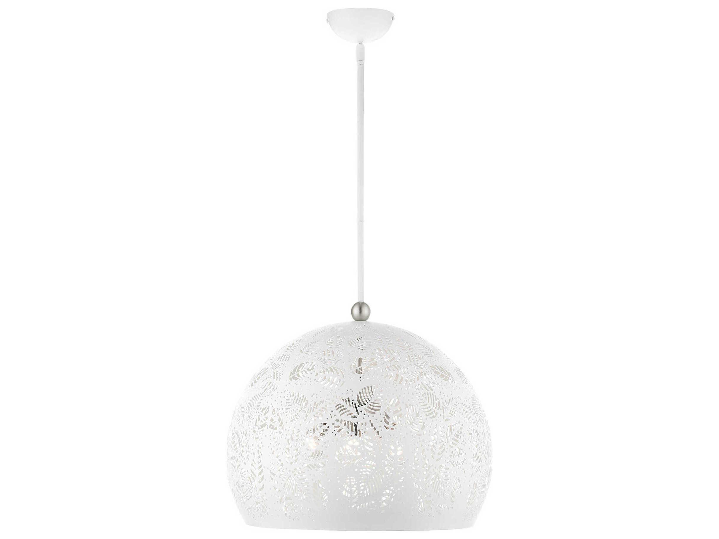 Livex Lighting Chantily 3-Light White Brushed Nickel Round Pendant