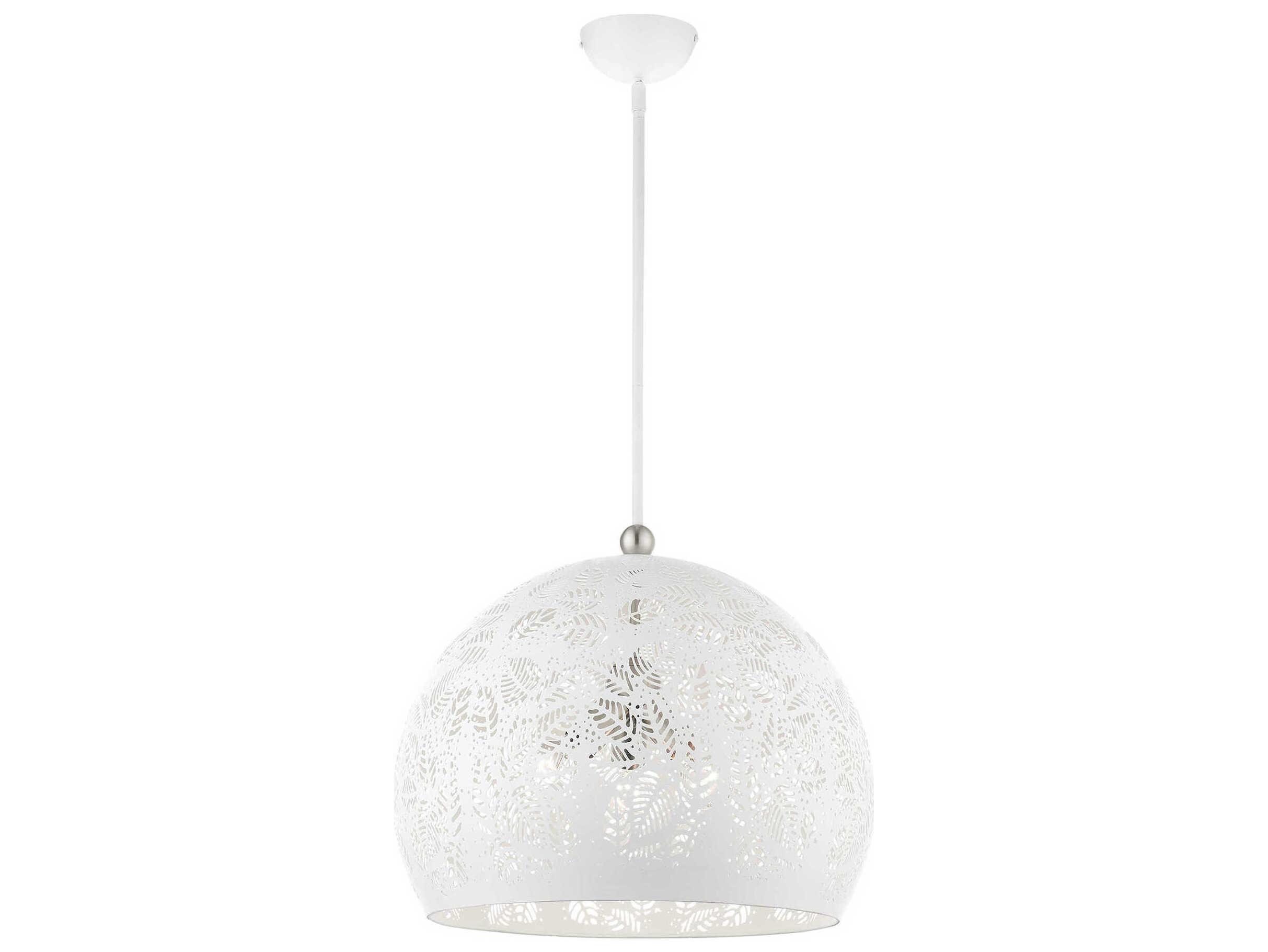 Livex Lighting Chantily 3-Light White Brushed Nickel Round Pendant