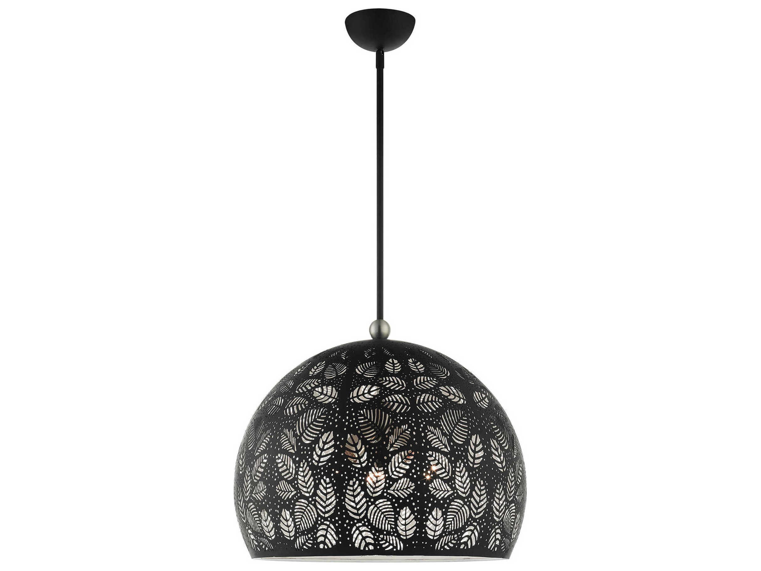 Livex Lighting Chantily 3-Light Black Brushed Nickel Round Pendant