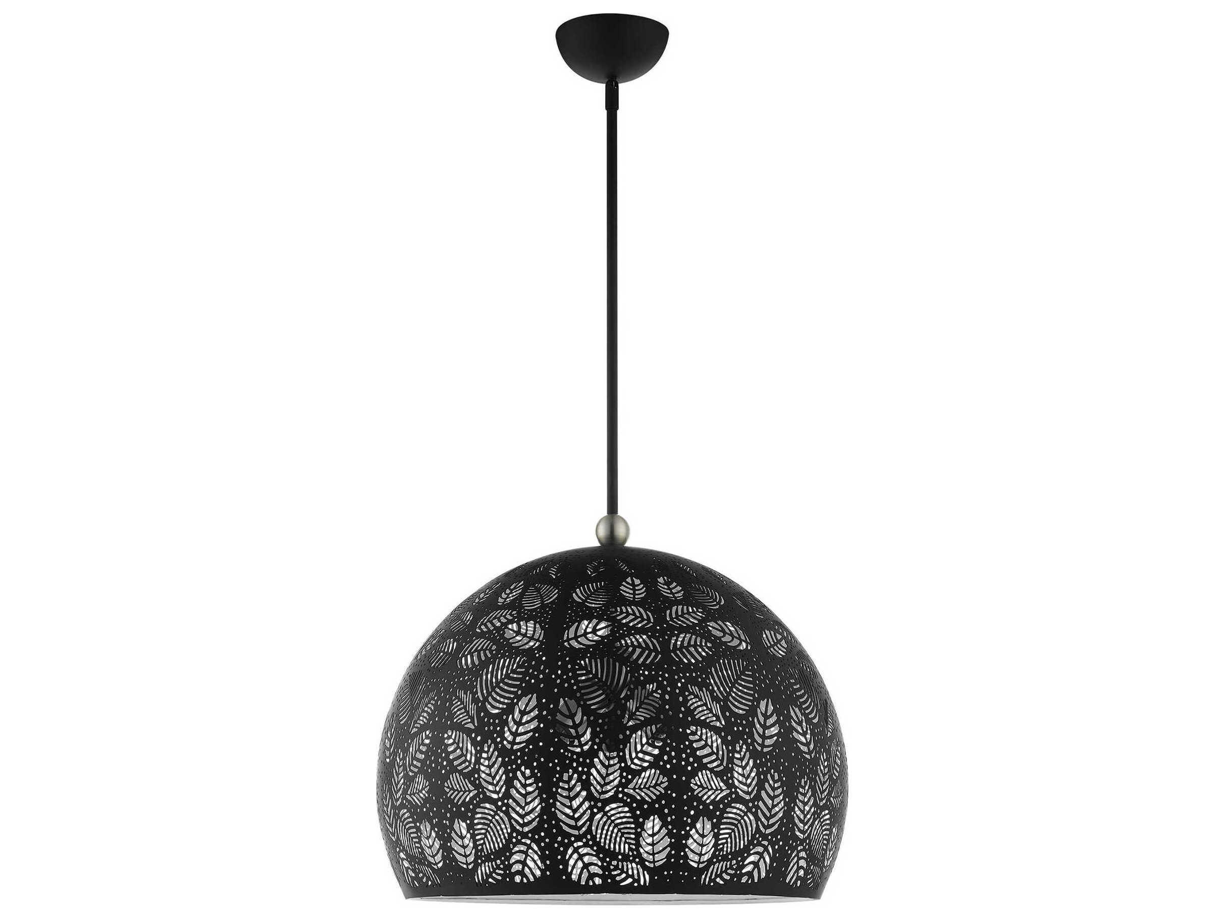 Livex Lighting Chantily 3-Light Black Brushed Nickel Round Pendant