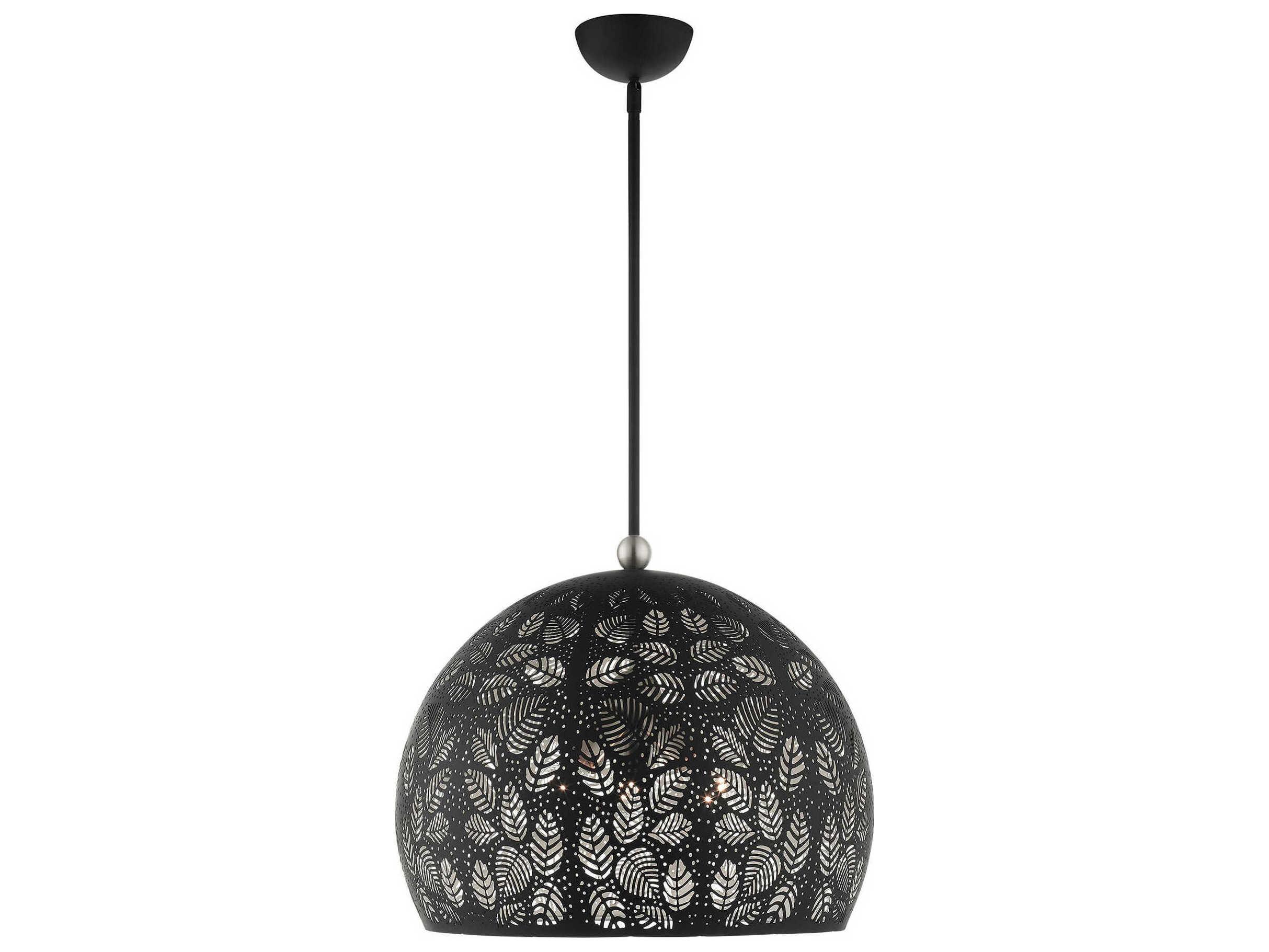 Livex Lighting Chantily 3-Light Black Brushed Nickel Round Pendant