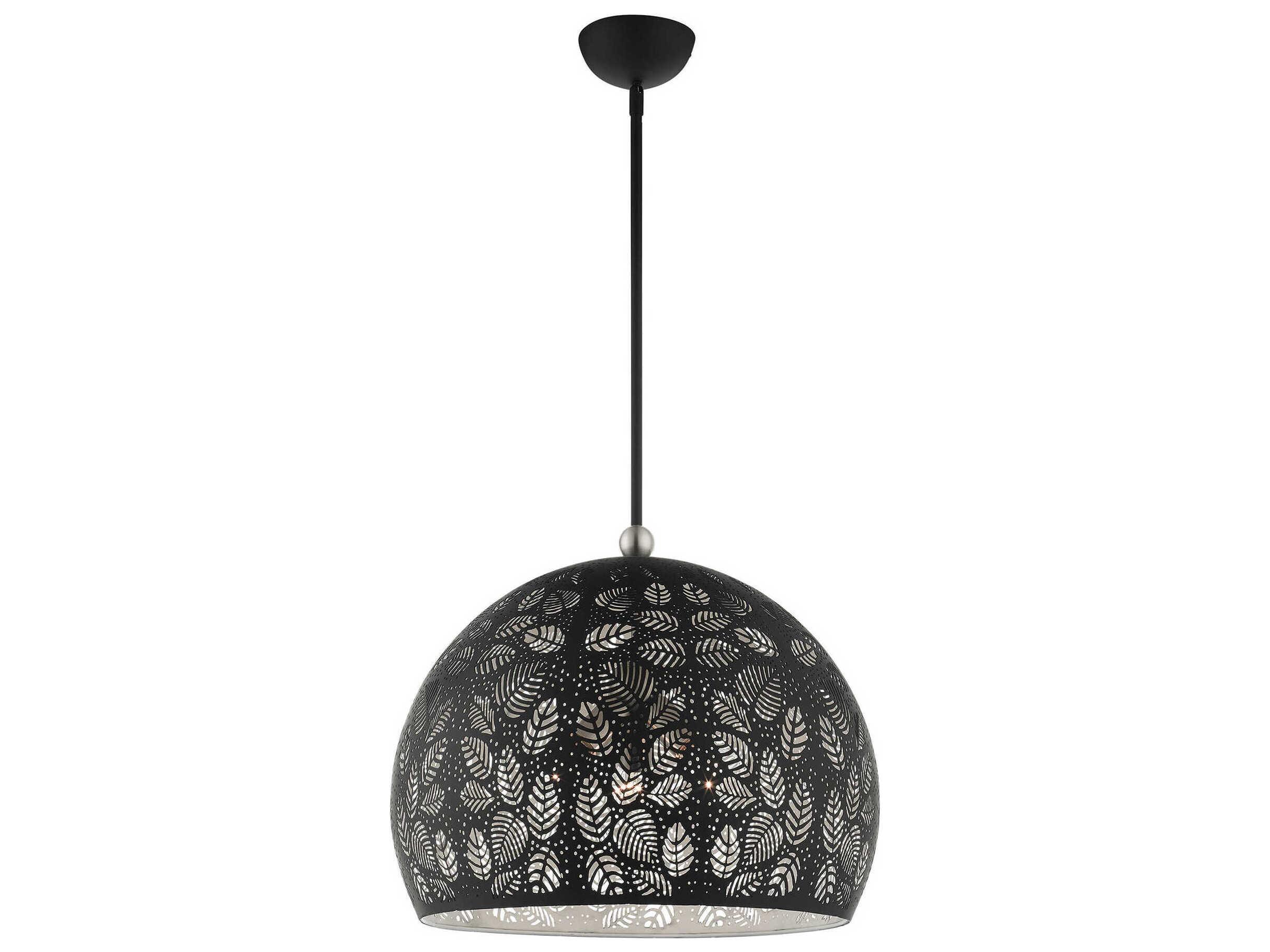 Livex Lighting Chantily 3-Light Black Brushed Nickel Round Pendant