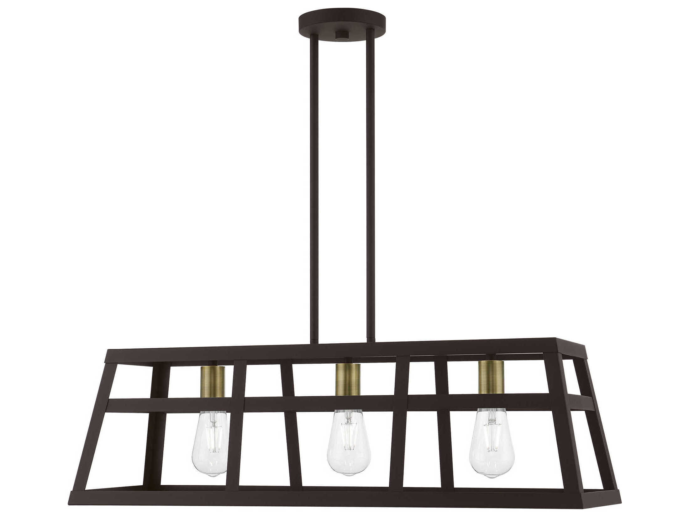 Livex Lighting Schofield 3-Light Bronze Antique Brass Geometric Linear Island Pendant