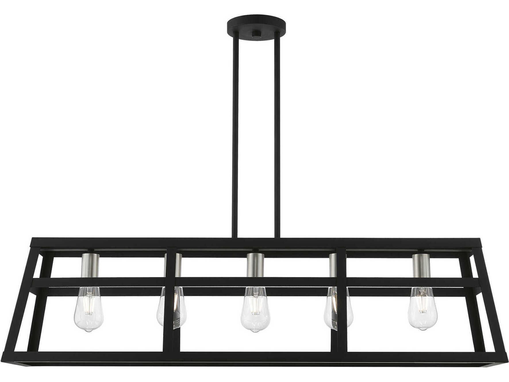 Livex Lighting Schofield 5-Light Black Brushed Nickel Geometric Linear Island Pendant
