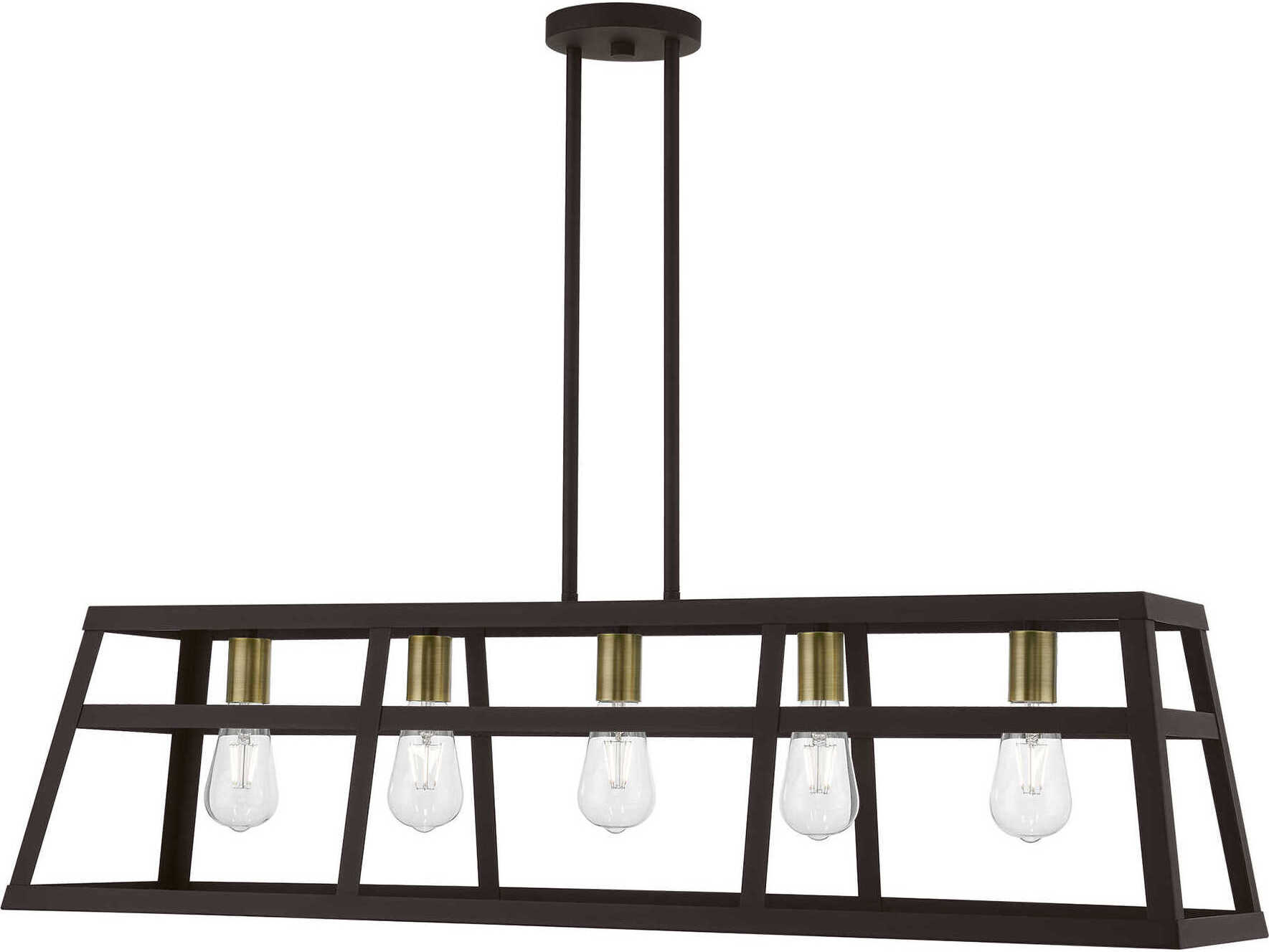 Livex Lighting Schofield 5-Light Bronze Antique Brass Geometric Linear Island Pendant