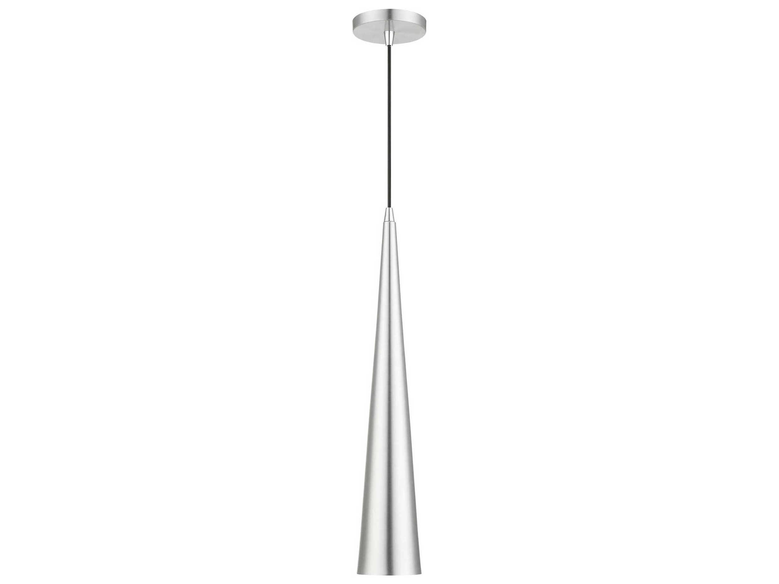 Livex Lighting Andes 1-Light Brushed Aluminum Polished Chrome Nickel Mini Pendant