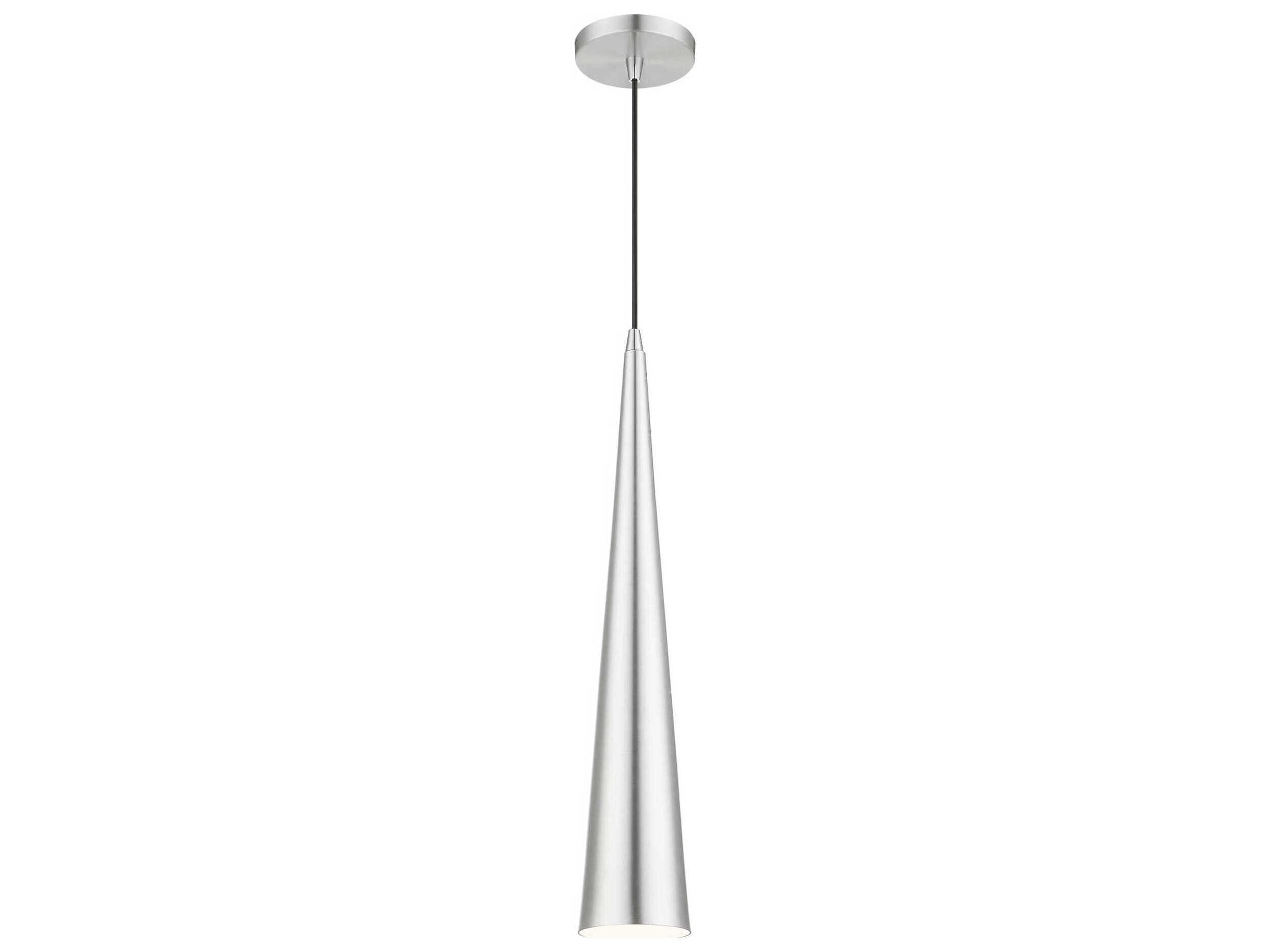Livex Lighting Andes 1-Light Brushed Aluminum Polished Chrome Nickel Mini Pendant