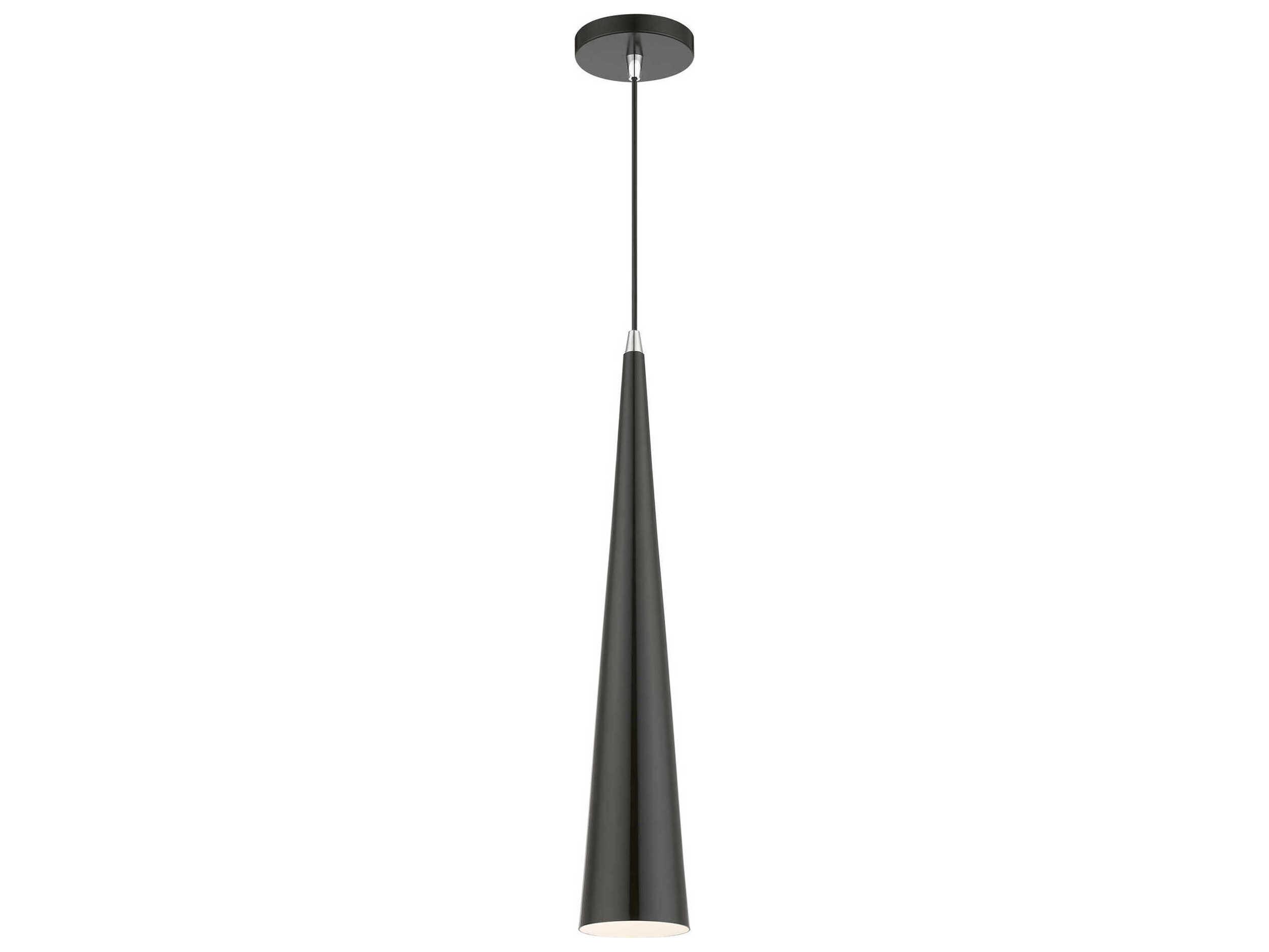 Livex Lighting Andes 1-Light Shiny Black Polished Chrome Mini Pendant