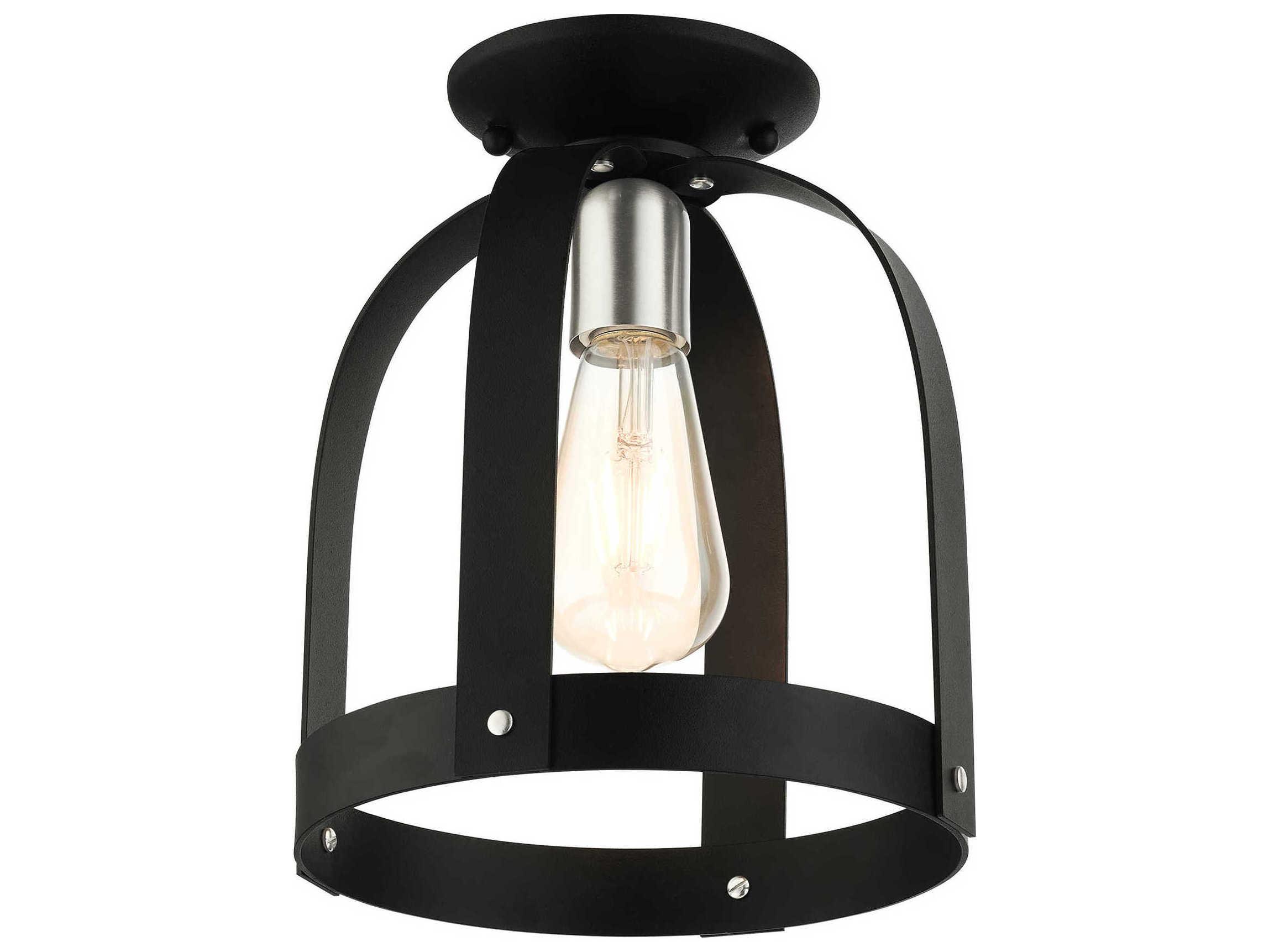 Livex Lighting Stoneridge 1-Light Textured Black Semi Flush Mount