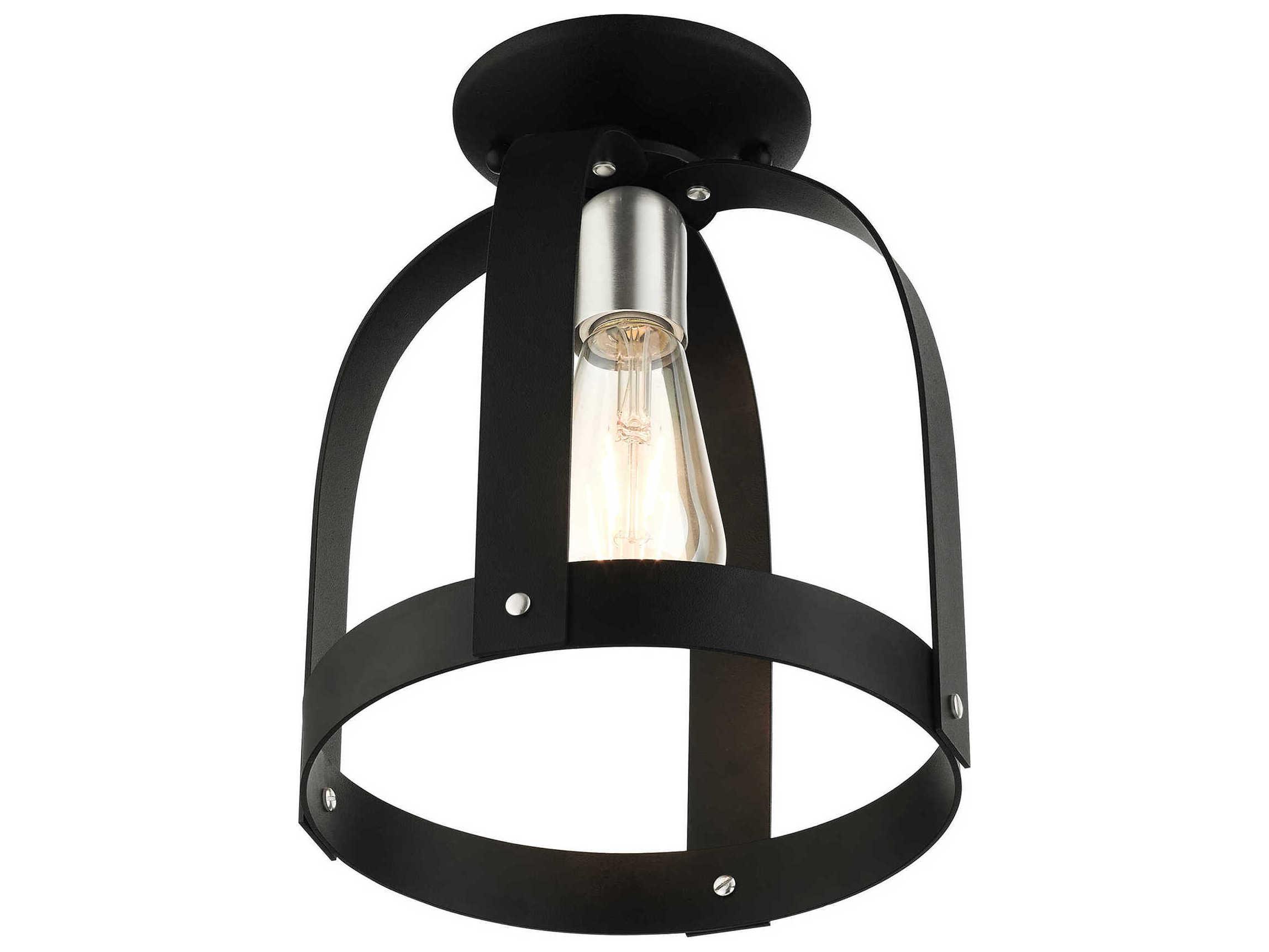 Livex Lighting Stoneridge 1-Light Textured Black Semi Flush Mount