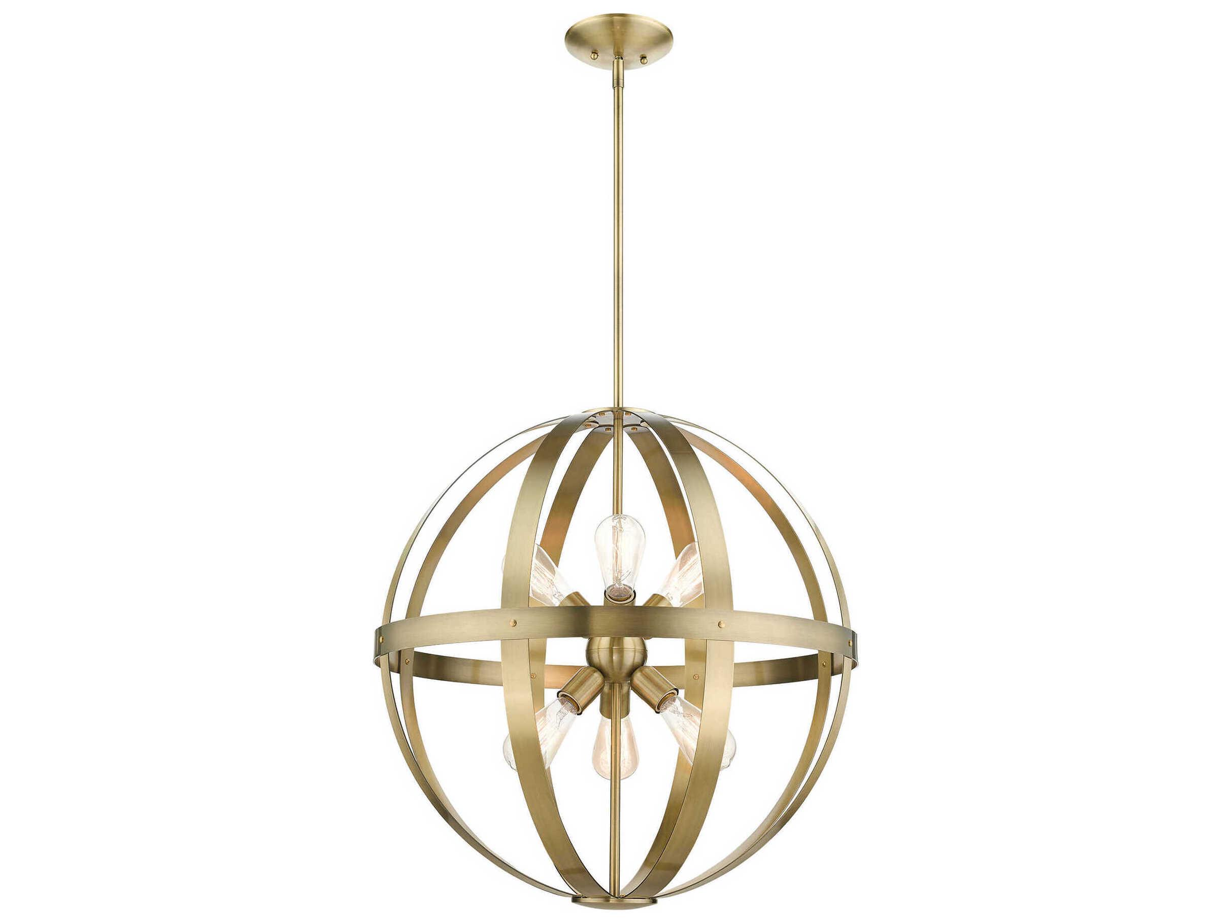 Livex Lighting Stoneridge 6-Light Antique Brass Globe Pendant