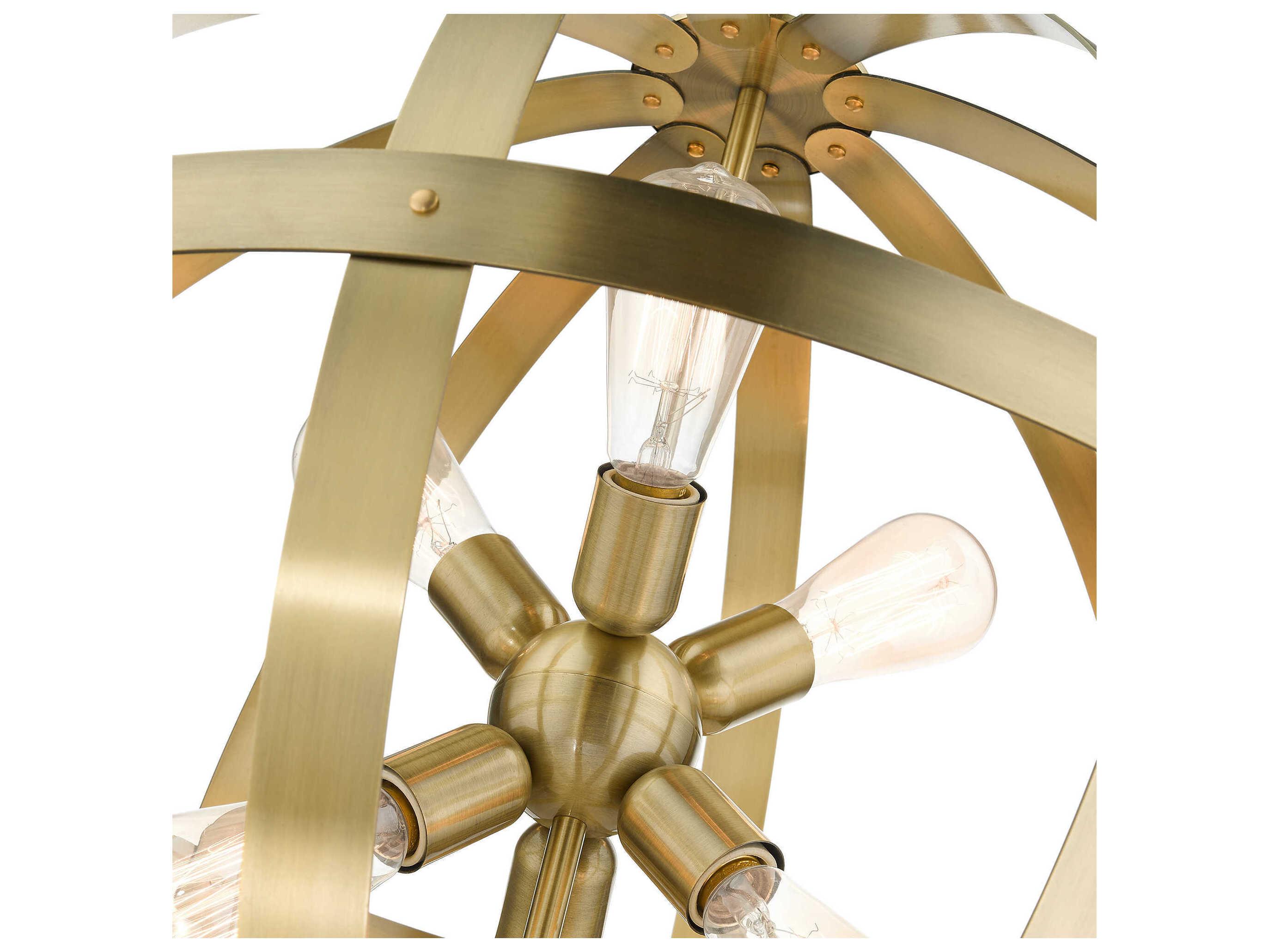 Livex Lighting Stoneridge 6-Light Antique Brass Globe Pendant