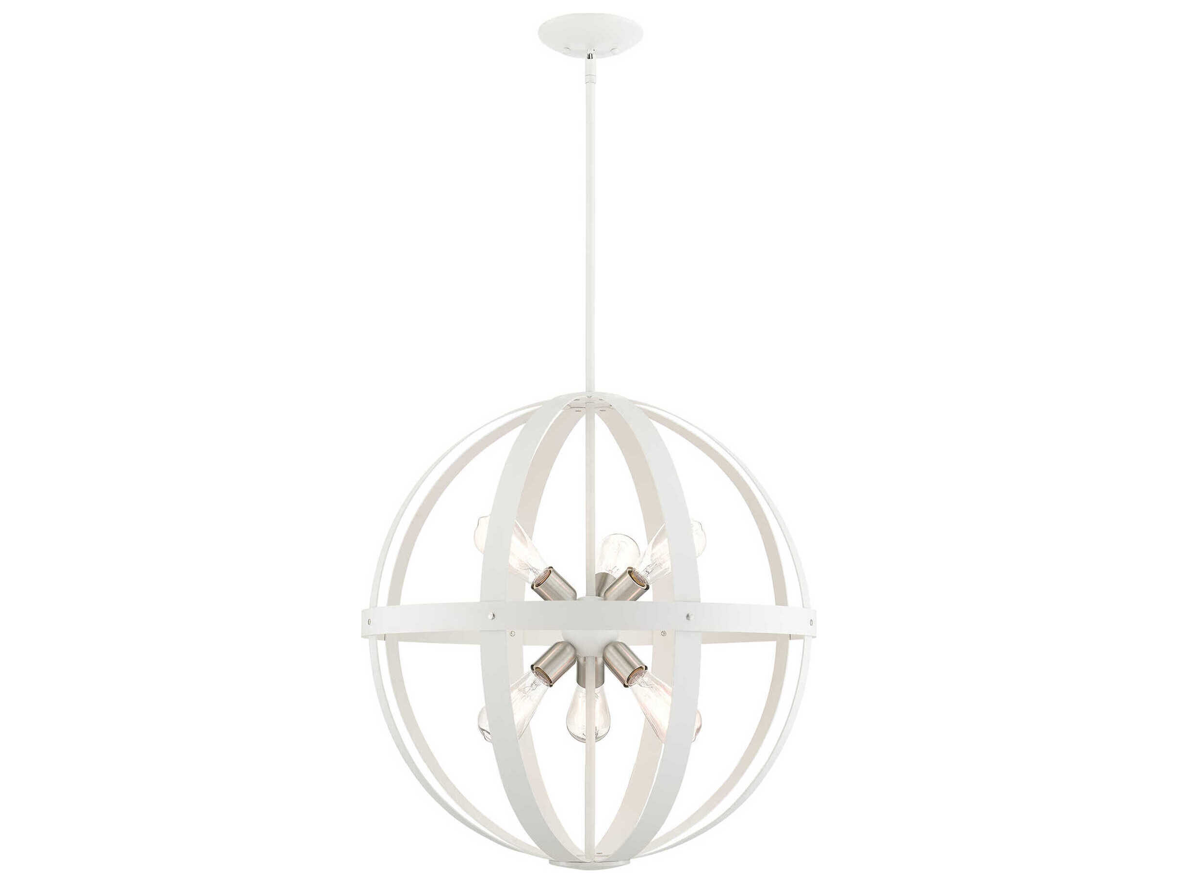 Livex Lighting Stoneridge 6-Light Textured White Brushed Nickel Globe Pendant