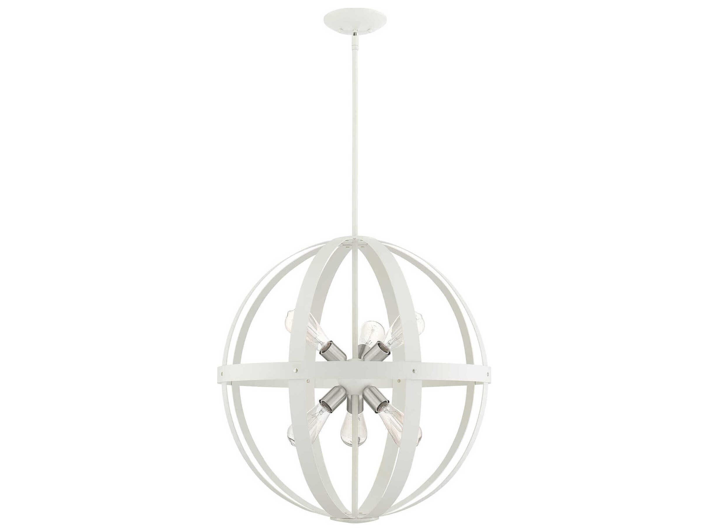 Livex Lighting Stoneridge 6-Light Textured White Brushed Nickel Globe Pendant