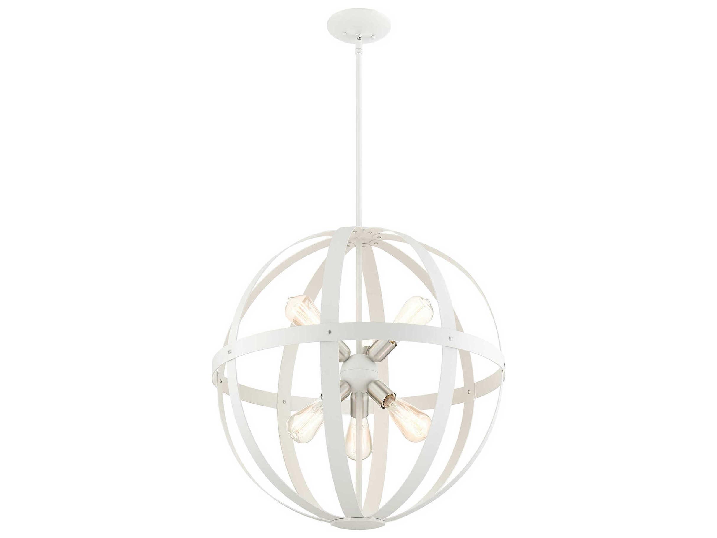 Livex Lighting Stoneridge 6-Light Textured White Brushed Nickel Globe Pendant